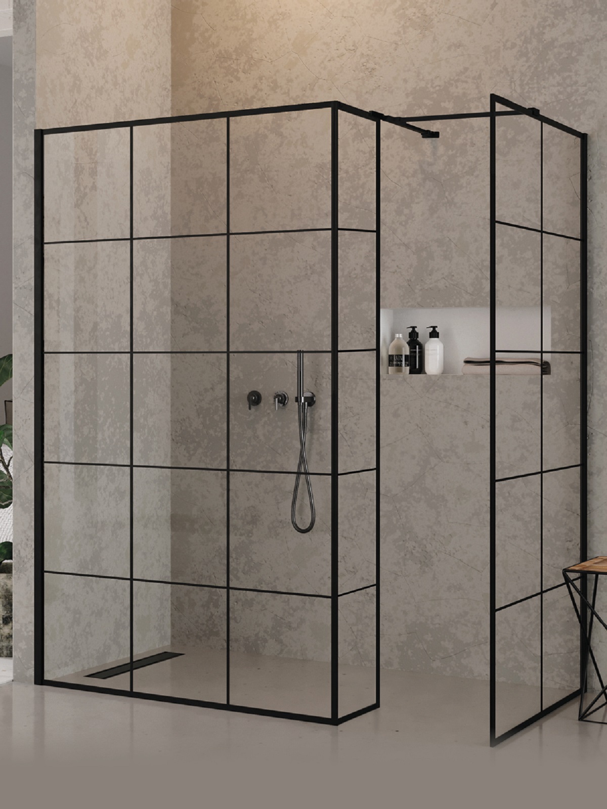 New Trendy New Modus Black sprchová zástěna walk-in 110 cm černá matný/vzorované sklo EXK-6963