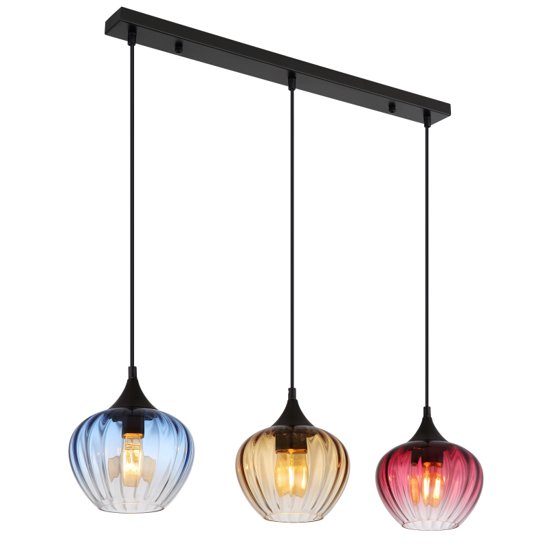 Globo Lighting Sander závěsné svítidlo 3x60 W černá-modrá-jantarová-červená 15748-3H