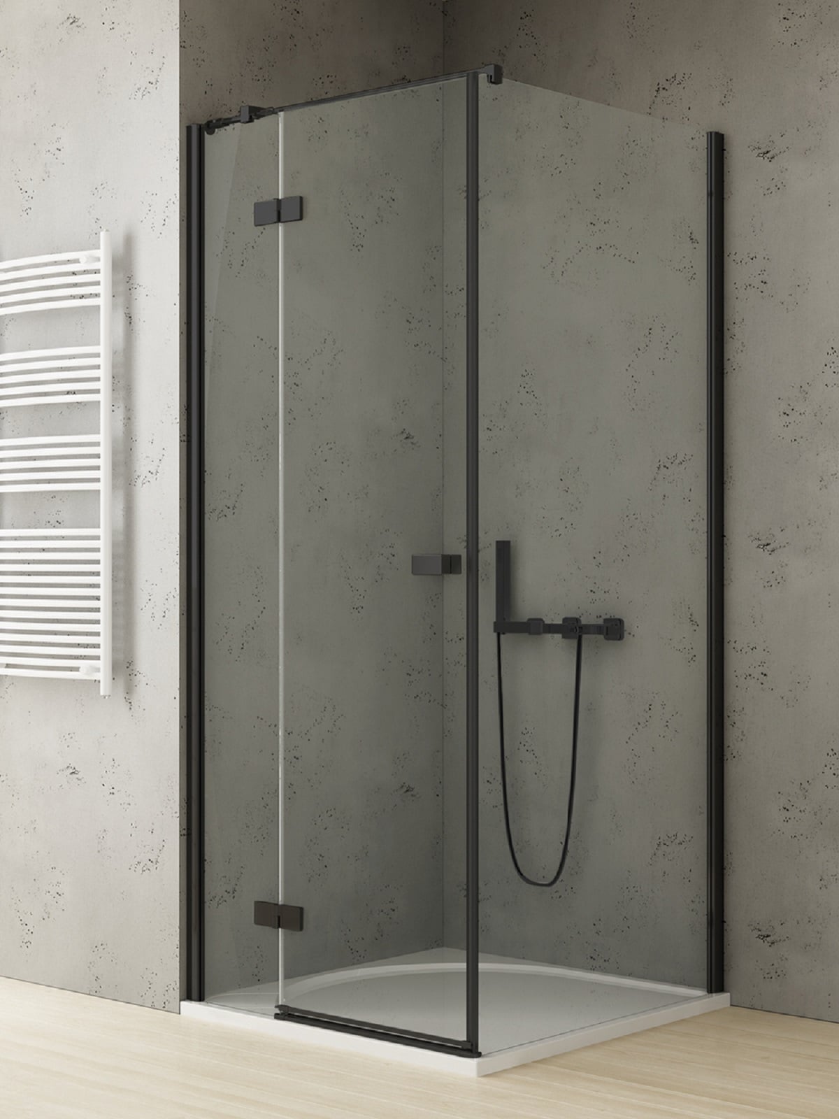 New Trendy Reflexa Black sprchový kout 90x80 cm obdélníkový černá matný/průhledné sklo EXK-4926