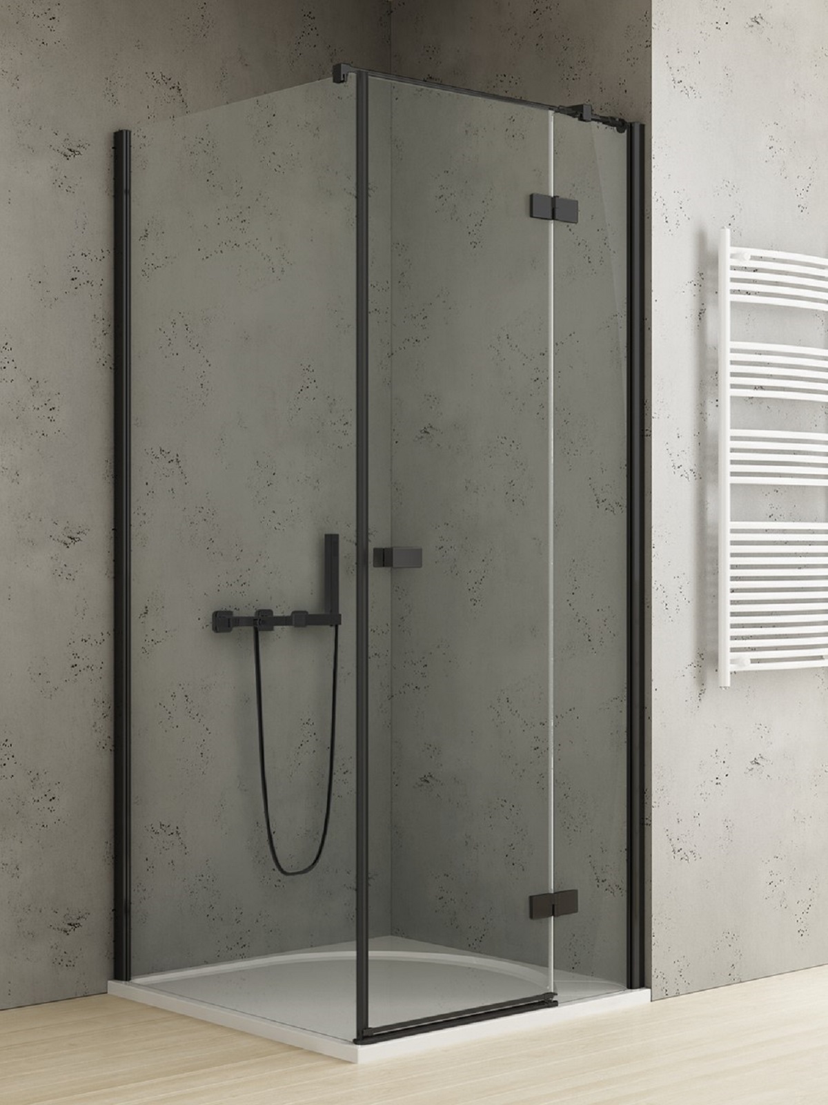 New Trendy Reflexa Black sprchový kout 90x80 cm obdélníkový černá matný/průhledné sklo EXK-4927