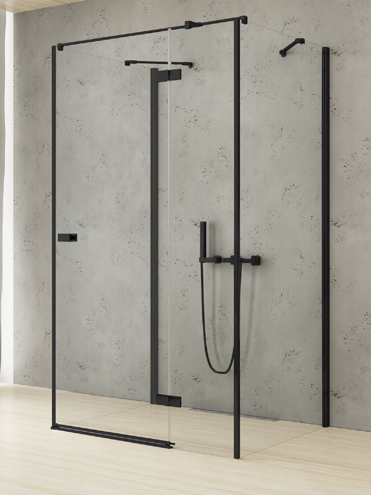 New Trendy Reflexa Black sprchový kout 90x80 cm obdélníkový černá matný/průhledné sklo EXK-5012