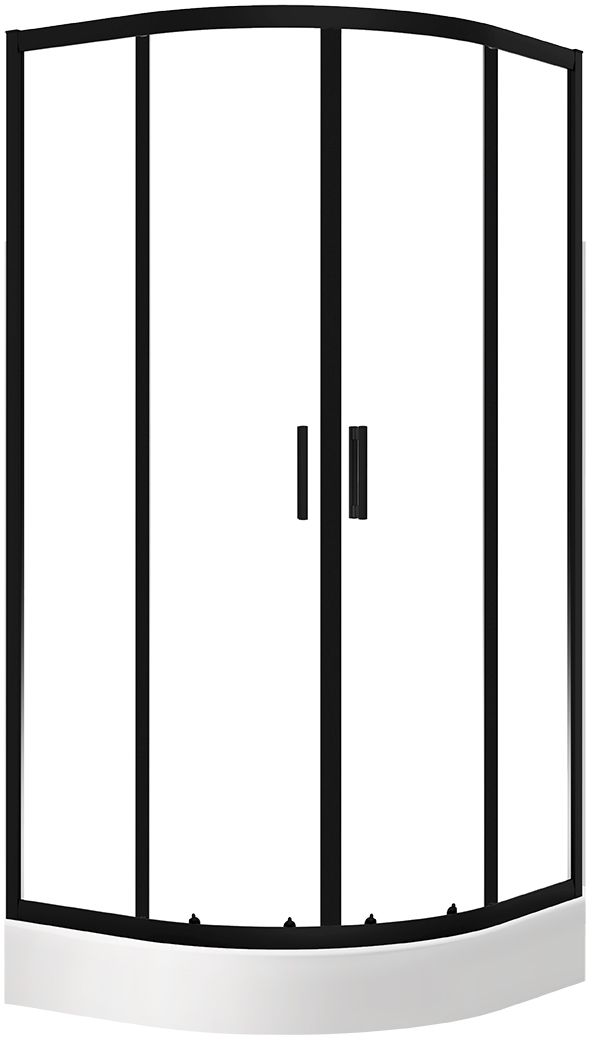 Laveo Bresso sprchový kout s vaničkou 80x80 cm půlkulatá černá matný/průhledné sklo JKDD786Z