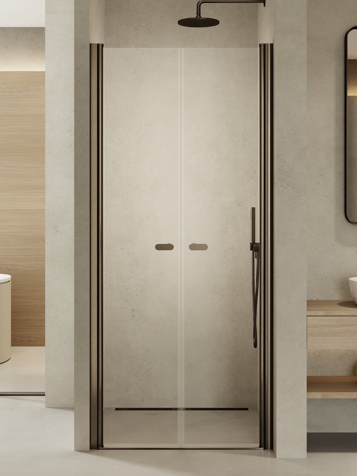 New Trendy New Soleo Gunmetal Brushed sprchové dveře 90 cm sklopné grafitová kartáčovaný/průhledné sklo D-0534A