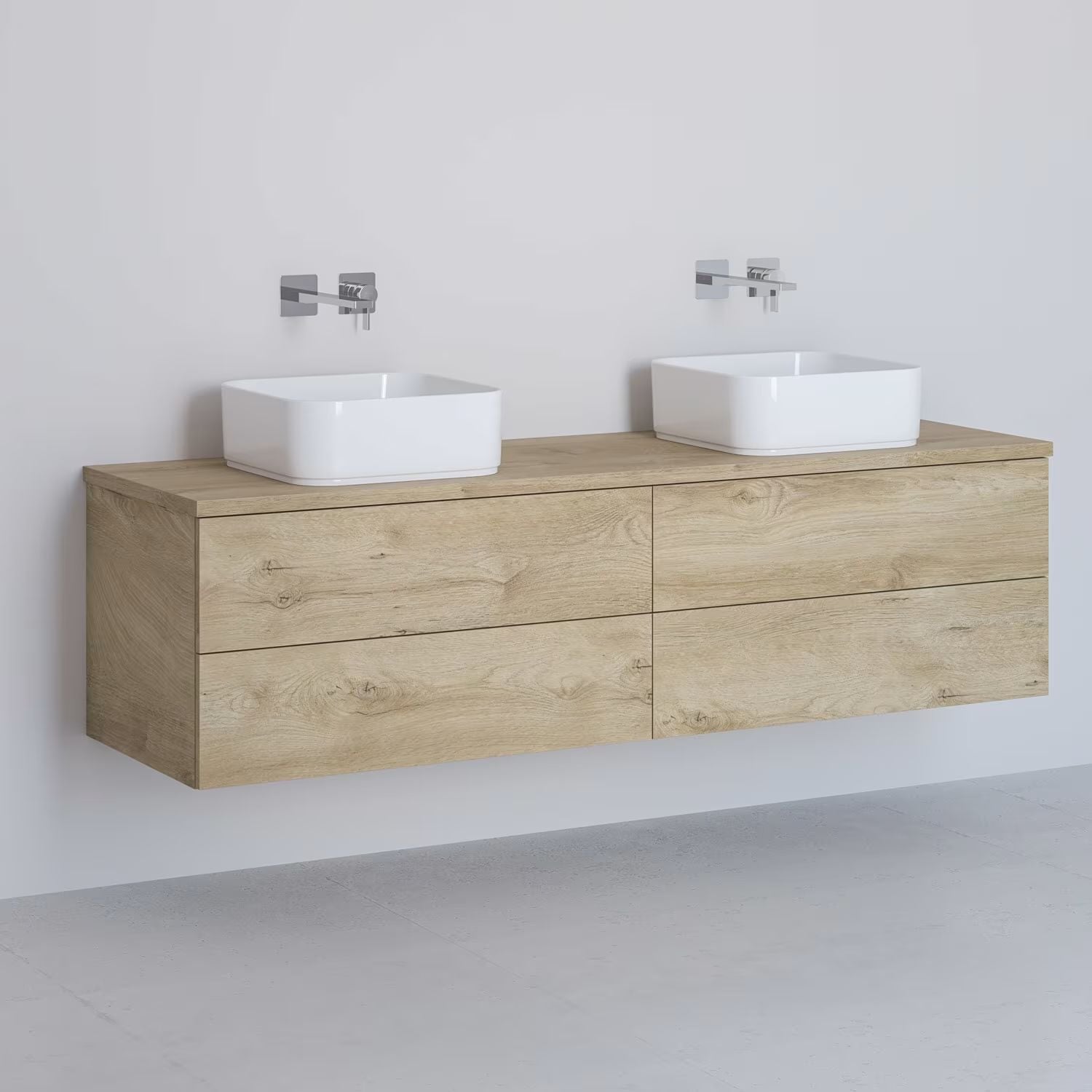 Kronenbach Cube skříňka s deskou 161x48.7x44.5 cm pod umyvadlo závěsná dub KBWTKOWT1614GH