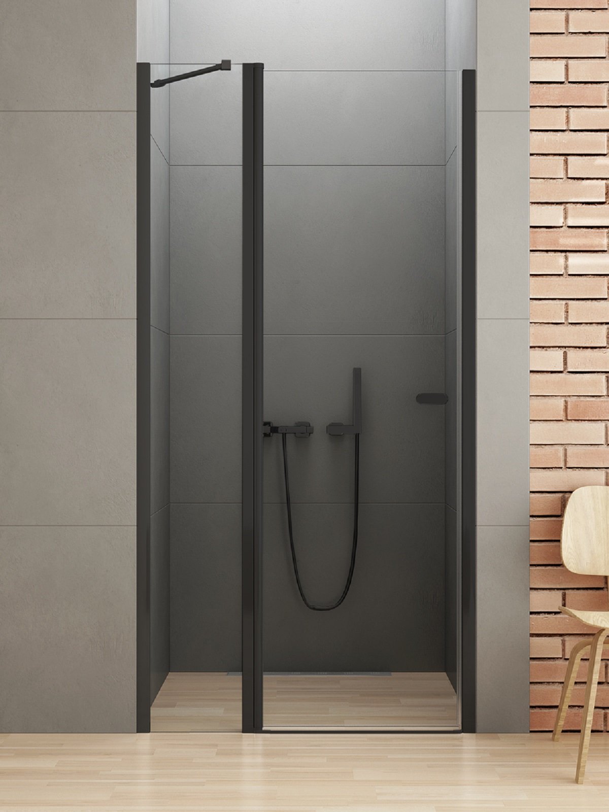 New Trendy New Soleo Black sprchové dveře 90 cm sklopné černá matný/průhledné sklo D-0241A