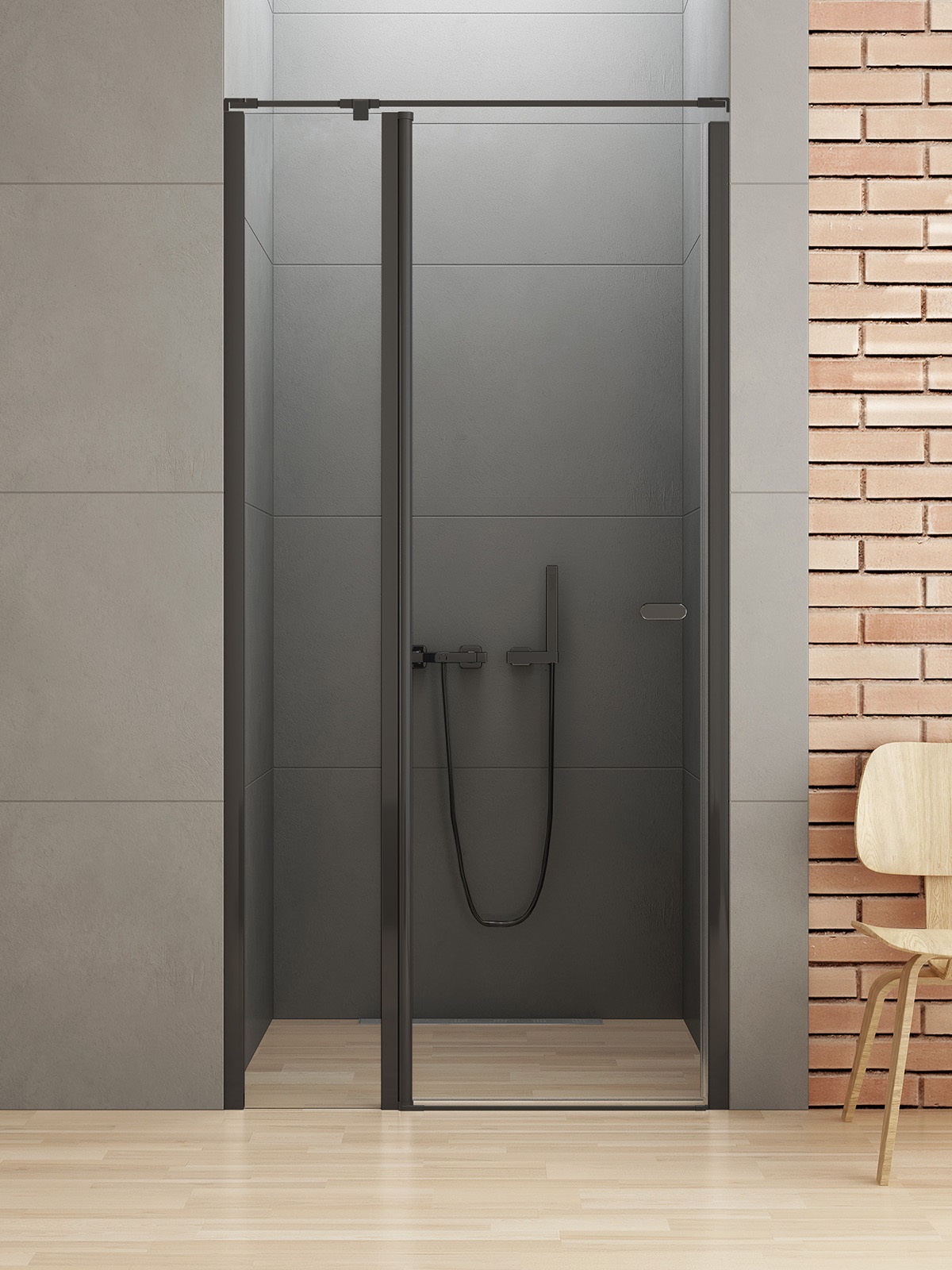 New Trendy New Soleo Black sprchové dveře 90 cm sklopné černá matný/průhledné sklo D-0241A-WK