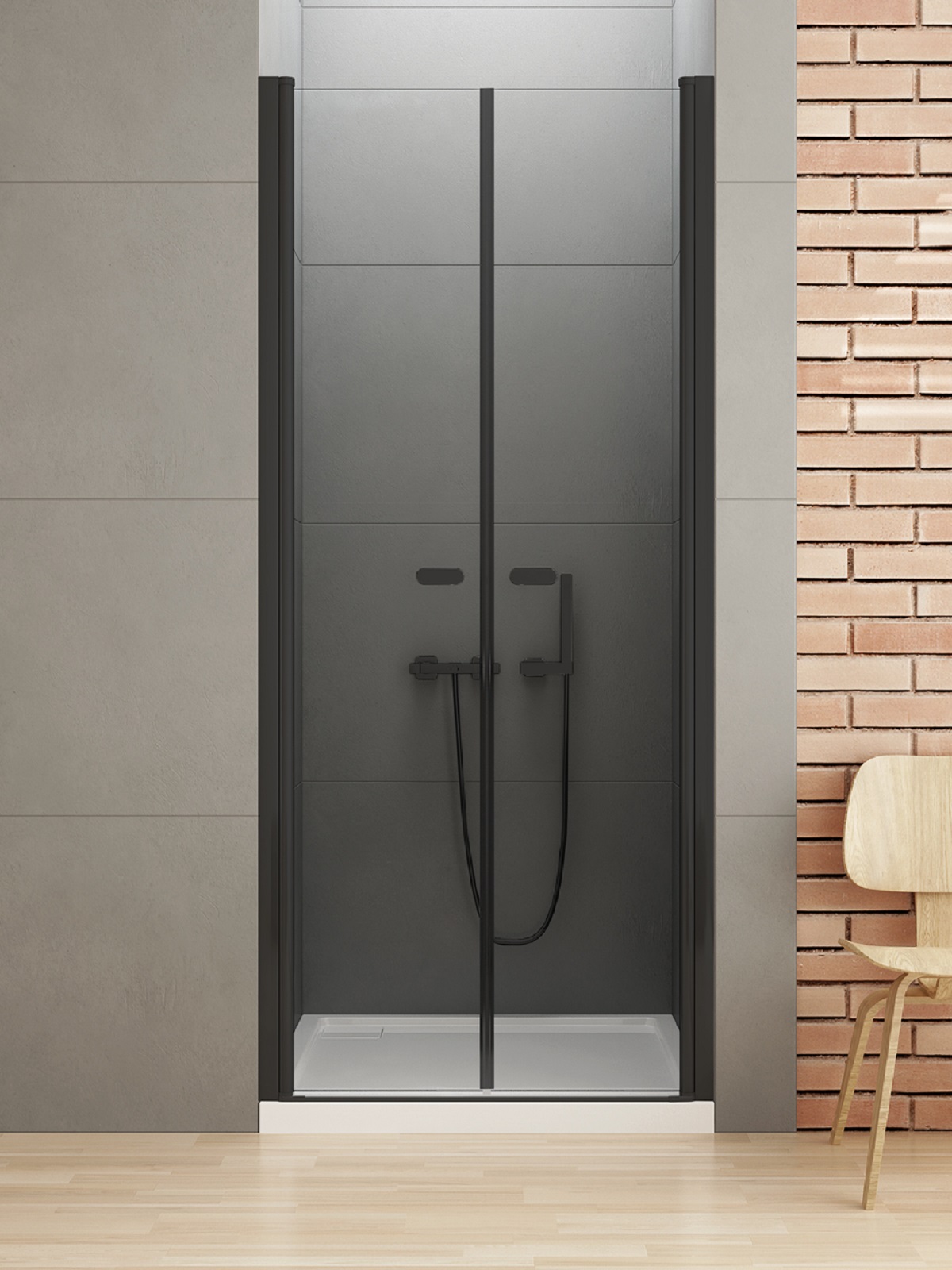 New Trendy New Soleo Black sprchové dveře 170 cm sklopné černá matný/průhledné sklo D-0250A