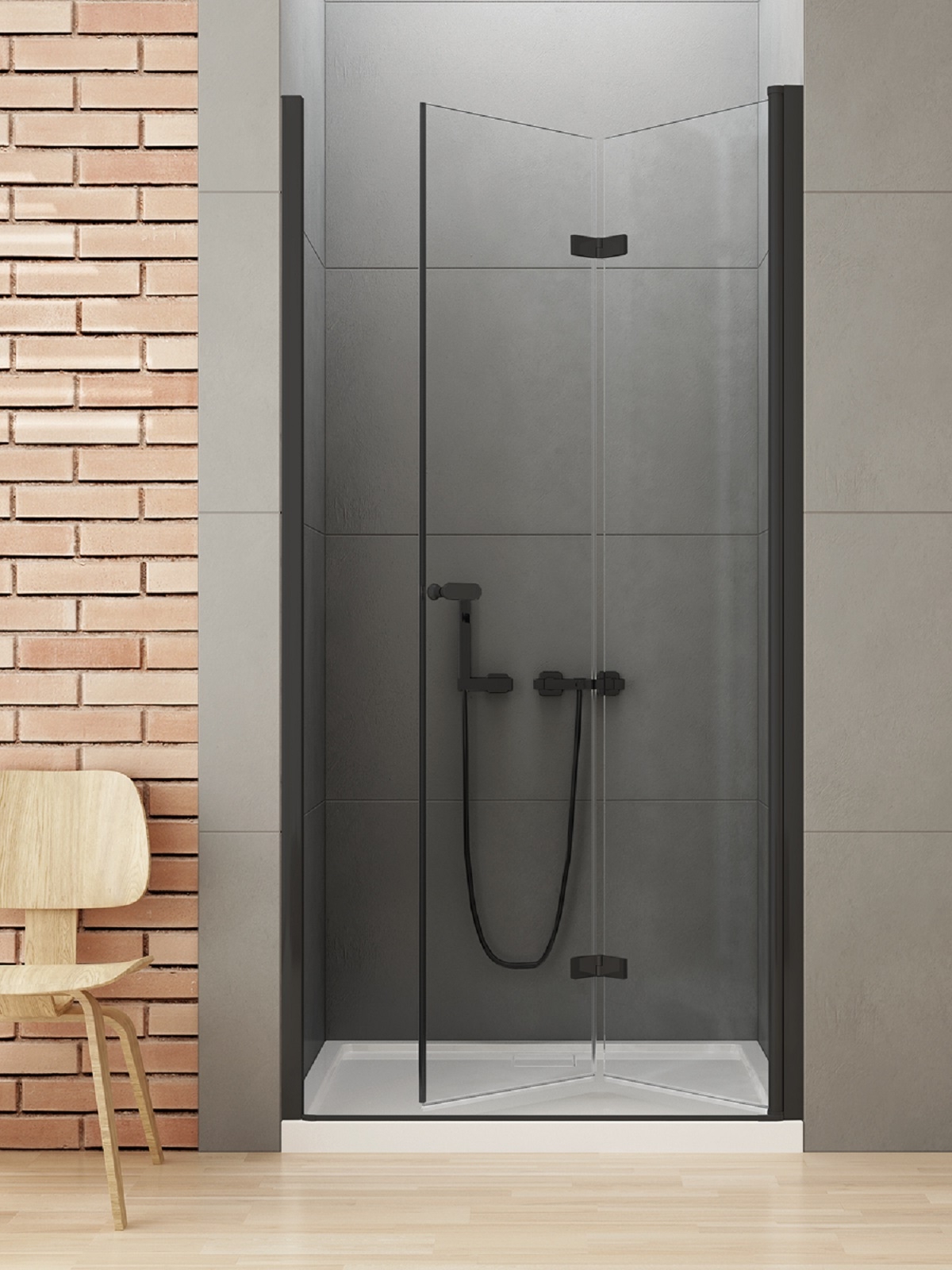 New Trendy New Soleo Black sprchové dveře 80 cm skládací černá matný/průhledné sklo D-0222A