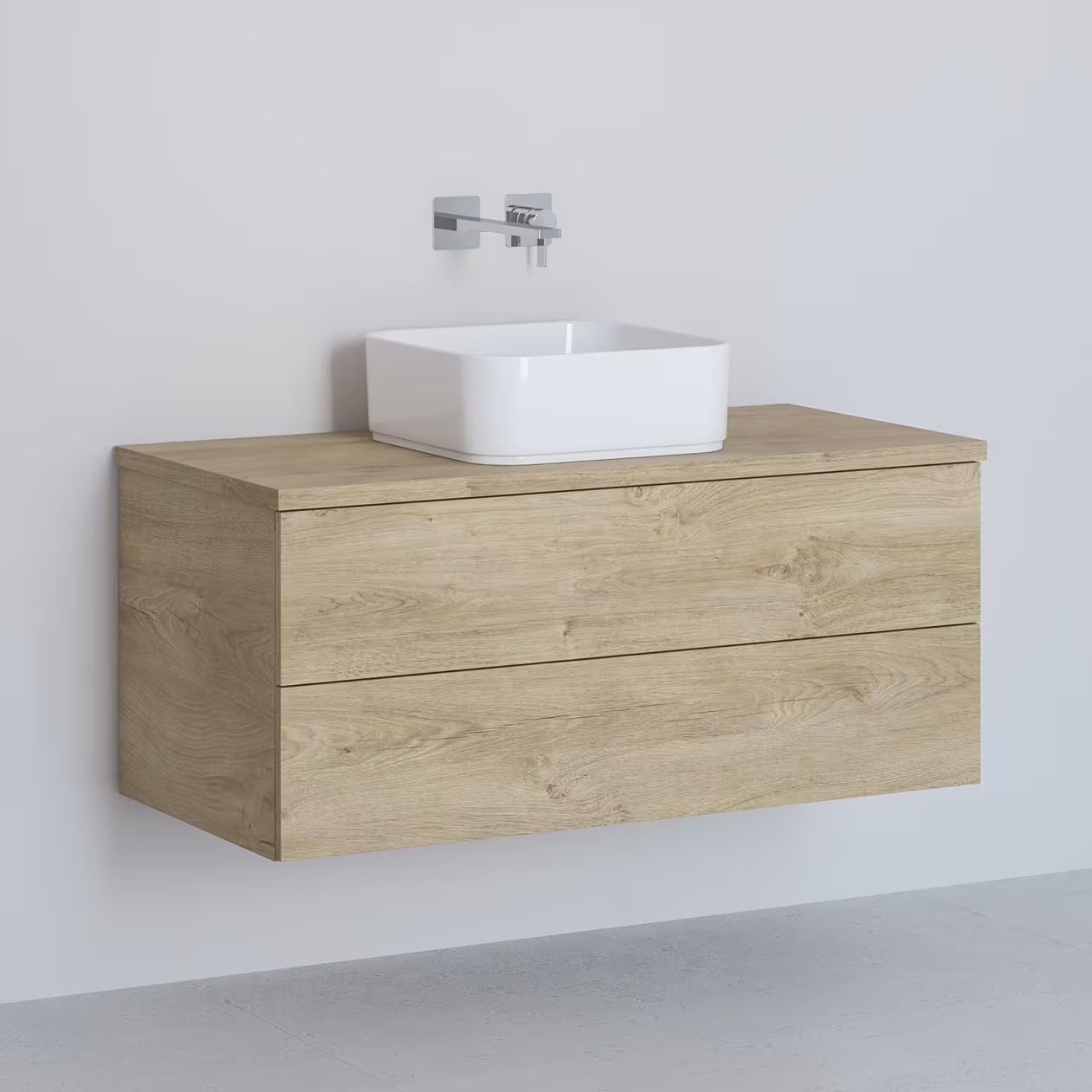 Kronenbach Cube skříňka s deskou 101x48.7x44.5 cm pod umyvadlo závěsná dub KBWTKOWTL1012GH