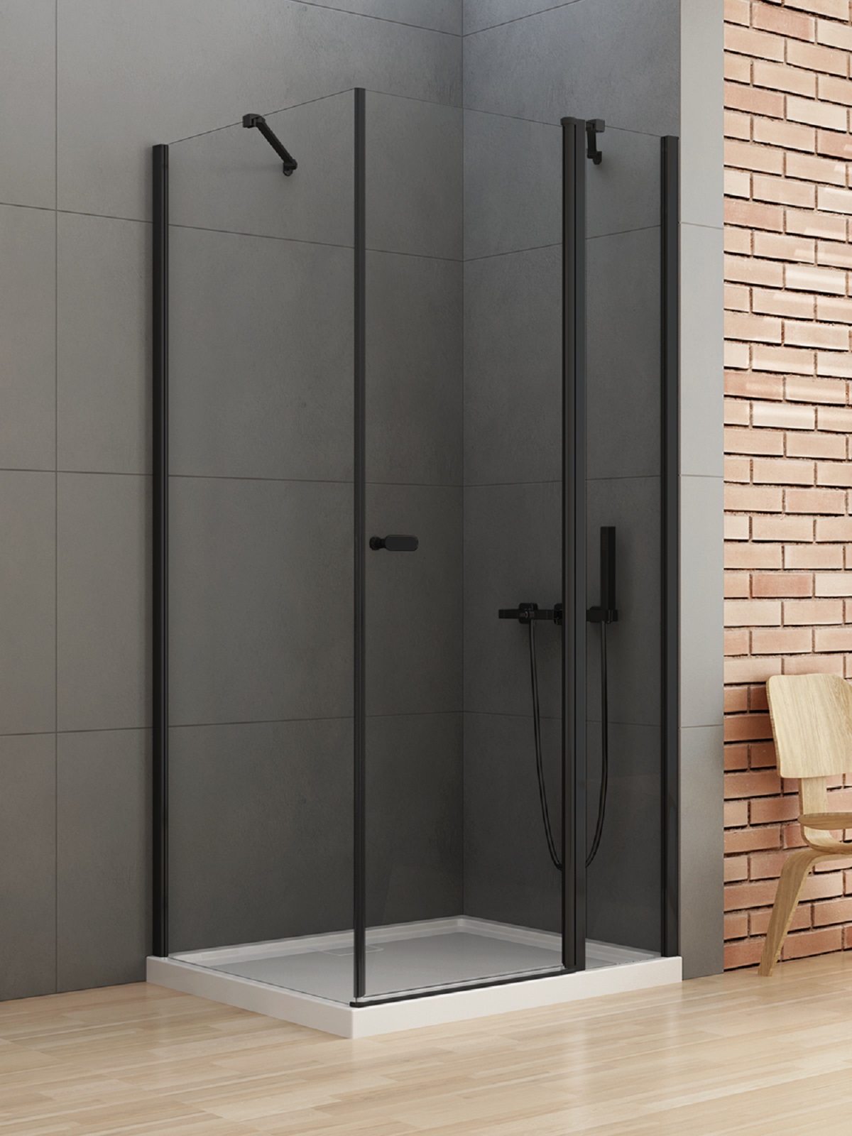 New Trendy New Soleo Black sprchový kout 120x110 cm obdélníkový černá matný/průhledné sklo K-0689
