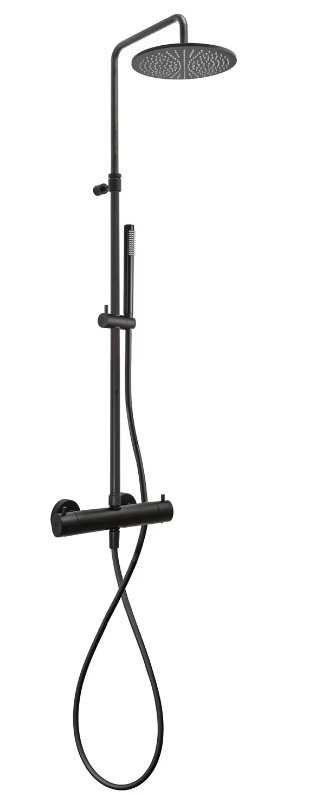 Kronenbach Lima 2.0 Black sprchová sada na stěnu s termostatem s dešťovou sprchou černá 100.2822SM