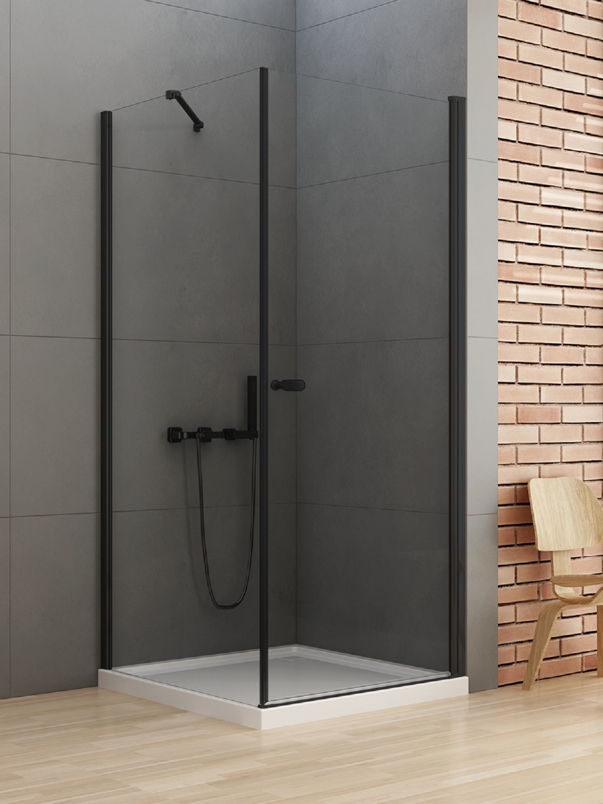 New Trendy New Soleo Black sprchový kout 90x80 cm obdélníkový černá matný/průhledné sklo D-0231A/D-0114B