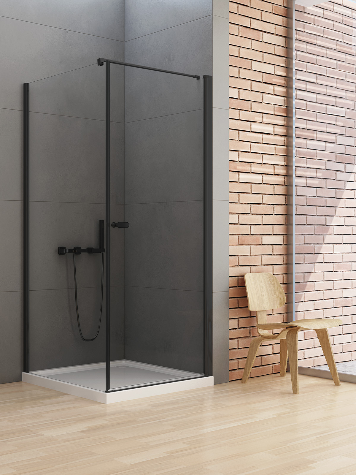 New Trendy New Soleo Black sprchový kout 100x80 cm obdélníkový černá matný/průhledné sklo D-0232A/D-0114B-WP
