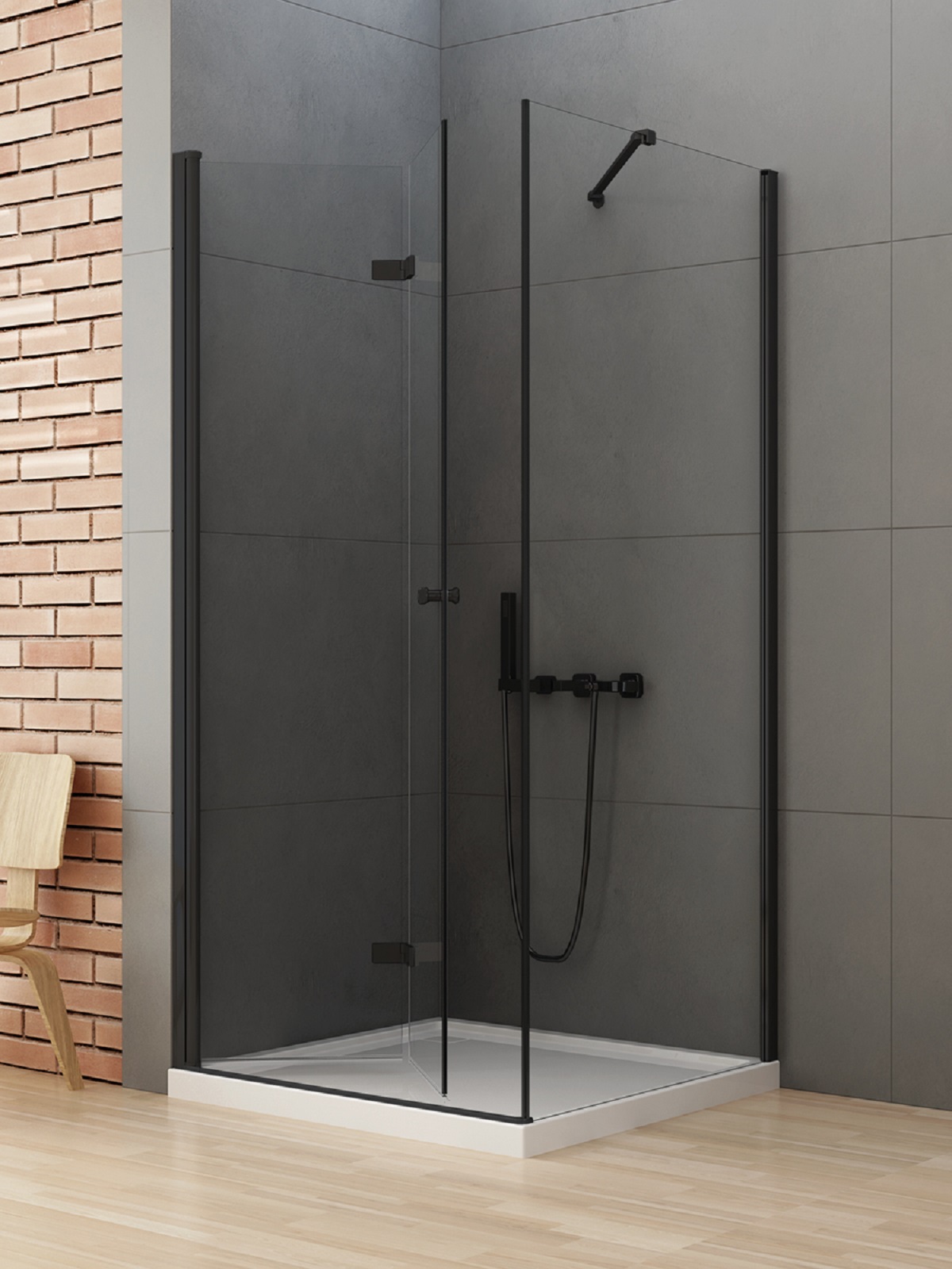 New Trendy New Soleo Black sprchový kout 80x70 cm obdélníkový černá matný/průhledné sklo D-0234A/D-0113B