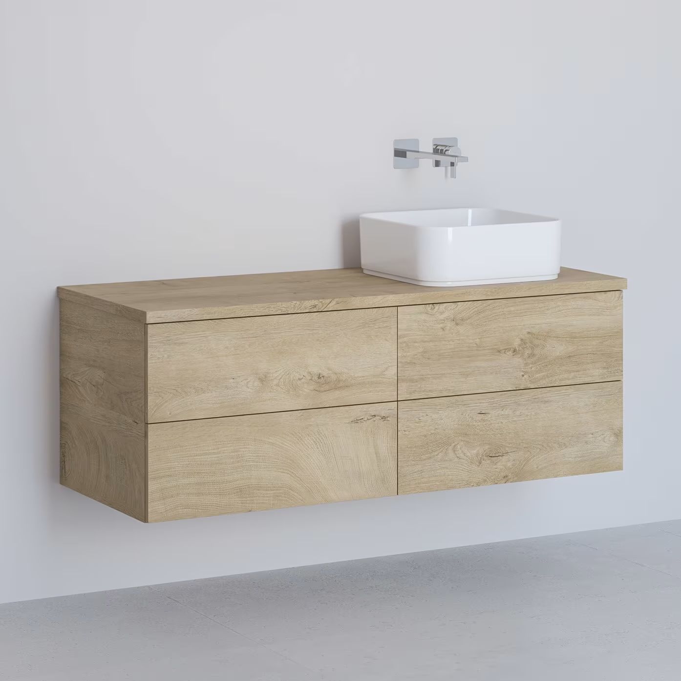 Kronenbach Cube skříňka s deskou 121x48.7x44.5 cm pod umyvadlo závěsná dub KBWTKOWTL1214GH