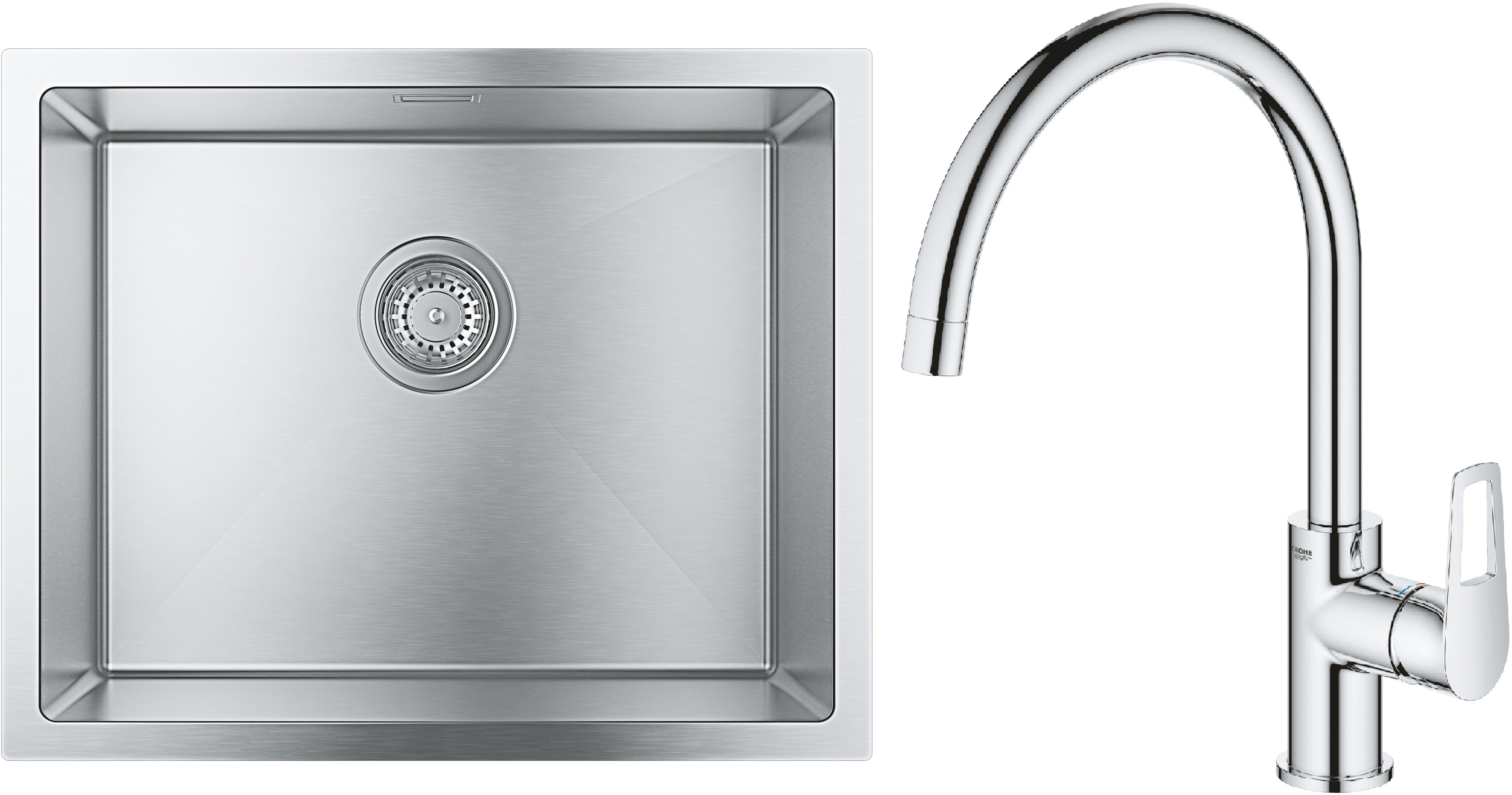 Sada ocelový dřez Grohe K700 31726SD0, kuchyňská baterie Grohe Bauloop 31368001