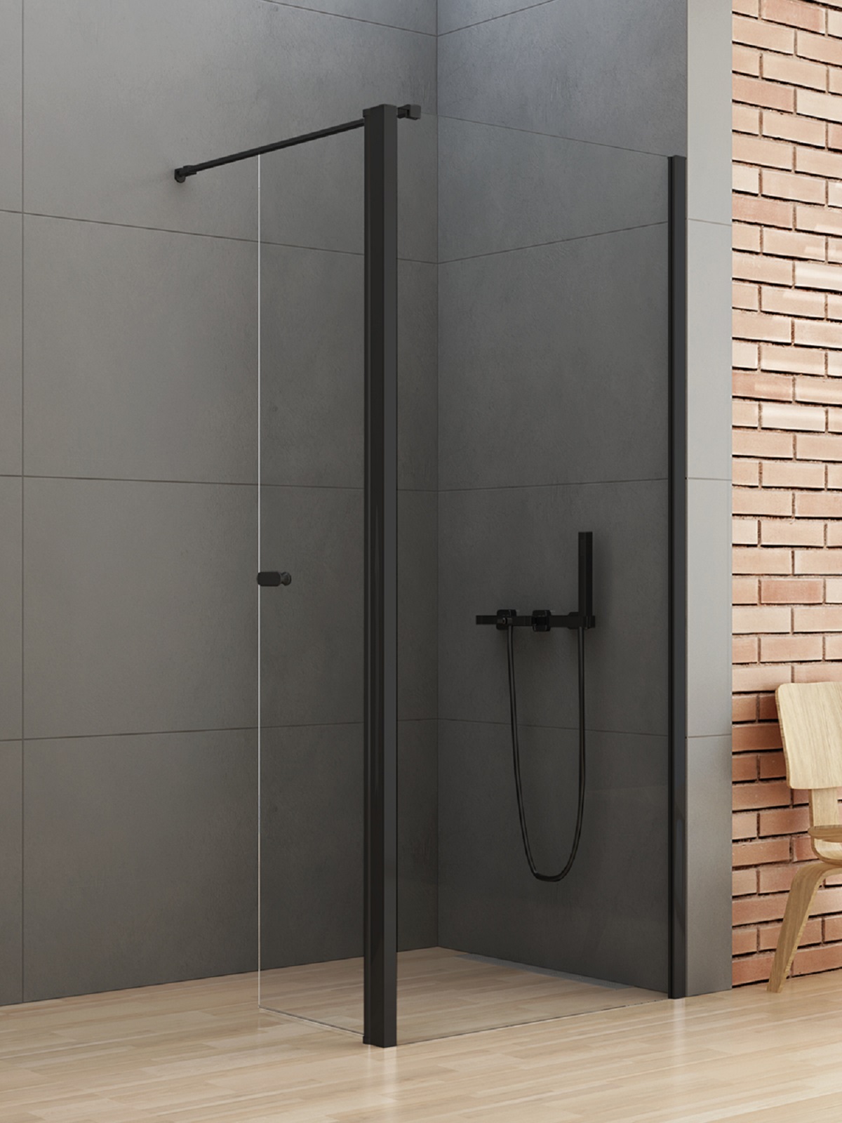 New Trendy New Soleo Black sprchová zástěna walk-in 110 cm černá matný/průhledné sklo K-0786