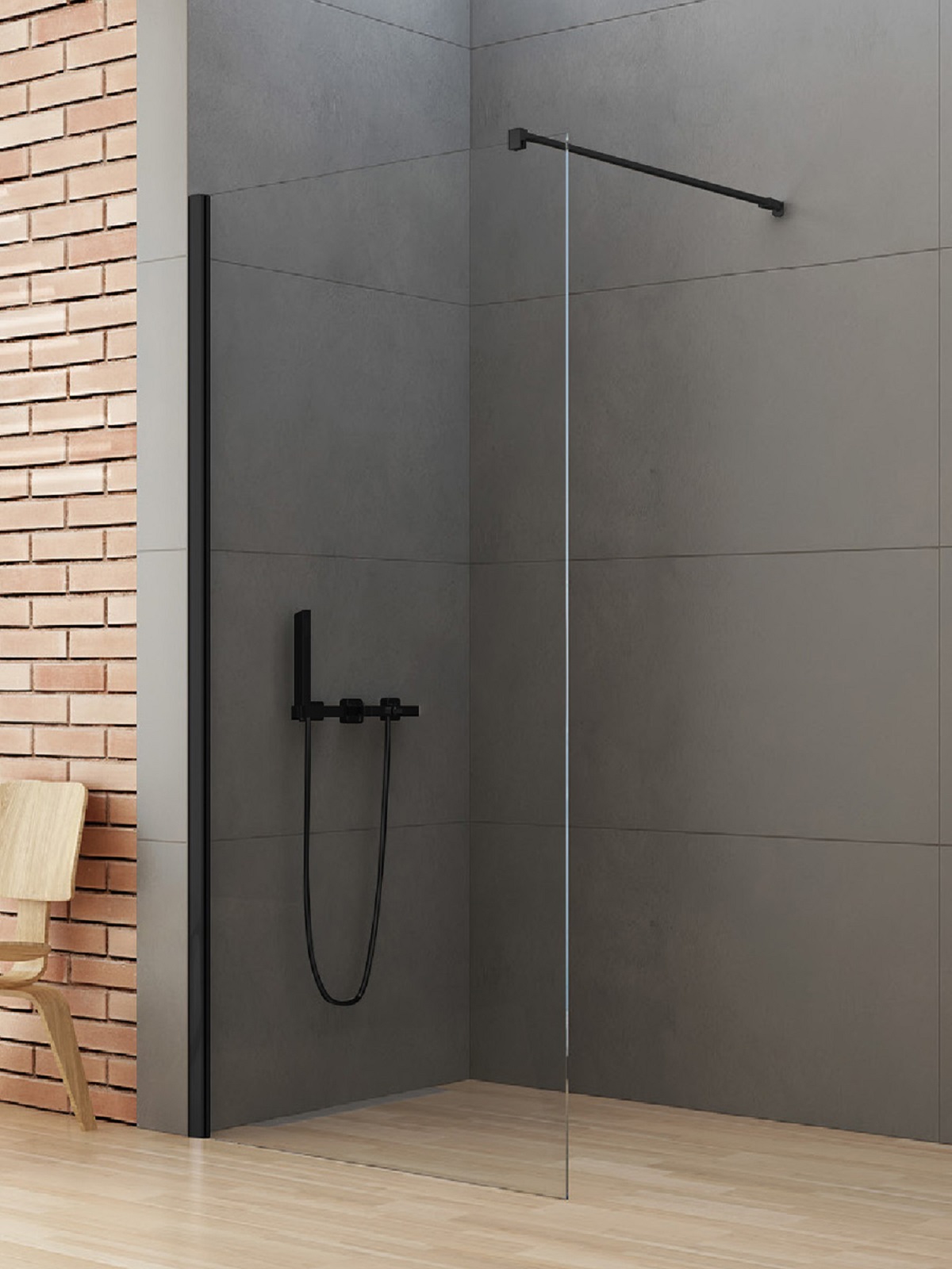 New Trendy New Soleo Black sprchová zástěna walk-in 120 cm černá matný/průhledné sklo K-0772-WP