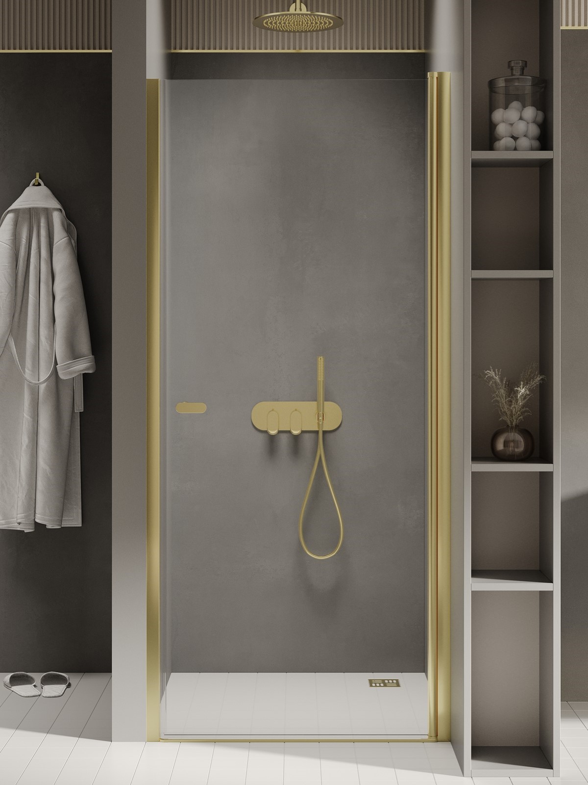 New Trendy New Soleo Light Gold sprchové dveře 80 cm sklopné zlatá lesk/průhledné sklo D-0451A