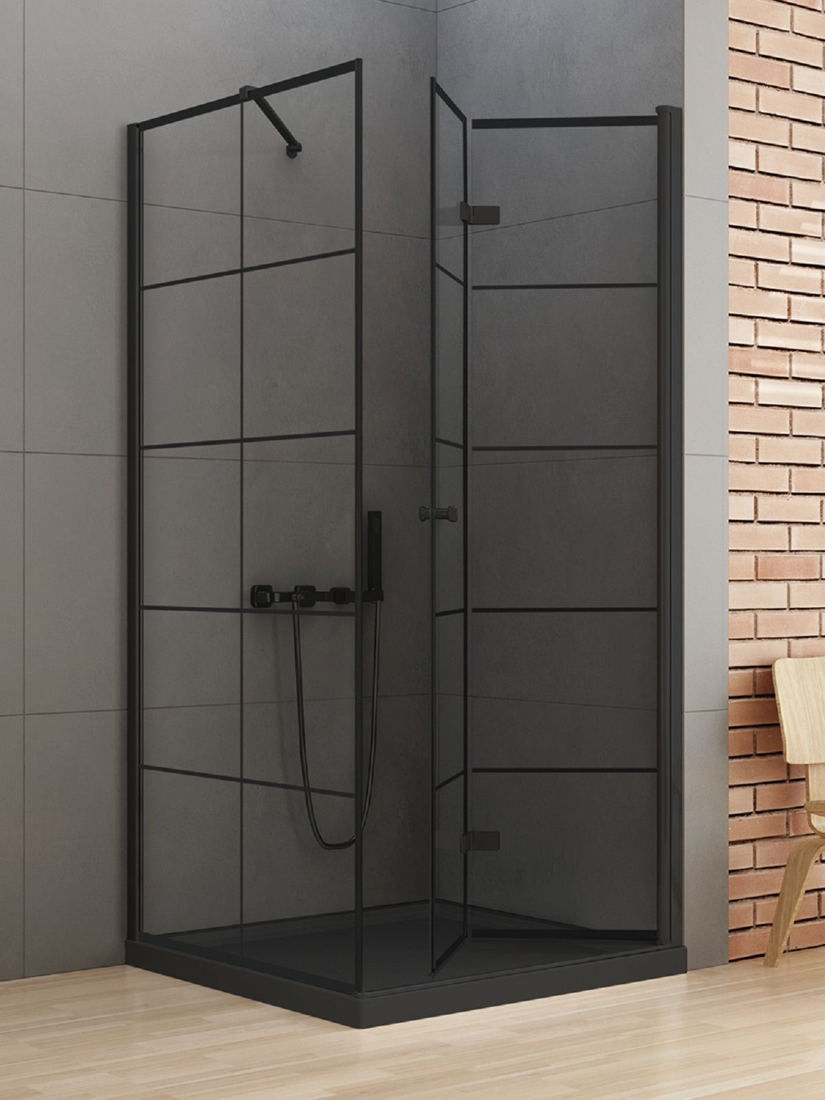 New Trendy New Soleo Black sprchový kout 90x80 cm obdélníkový černá matný/průhledné sklo D-0288A/D-0121B