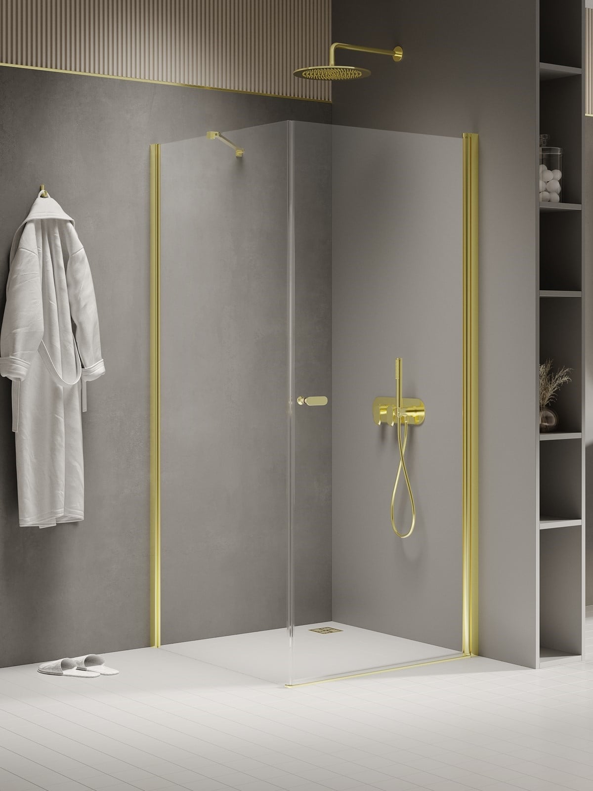 New Trendy New Soleo Light Gold sprchový kout 90x80 cm obdélníkový zlatá lesk/průhledné sklo K-1840