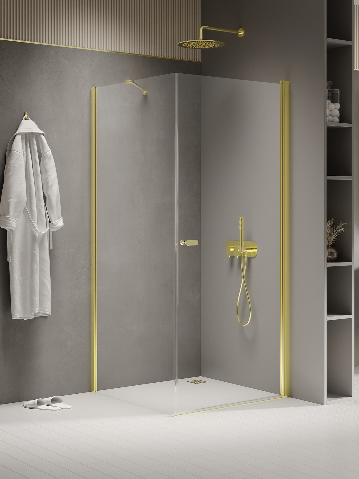New Trendy New Soleo Light Gold sprchový kout 100x80 cm obdélníkový zlatá lesk/průhledné sklo K-1836