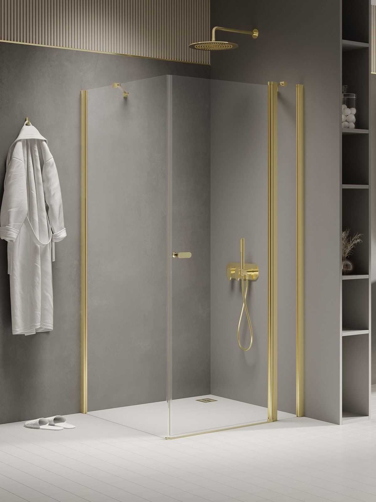 New Trendy New Soleo Light Gold sprchový kout 90x90 cm čtvercový zlatá lesk/průhledné sklo K-1853
