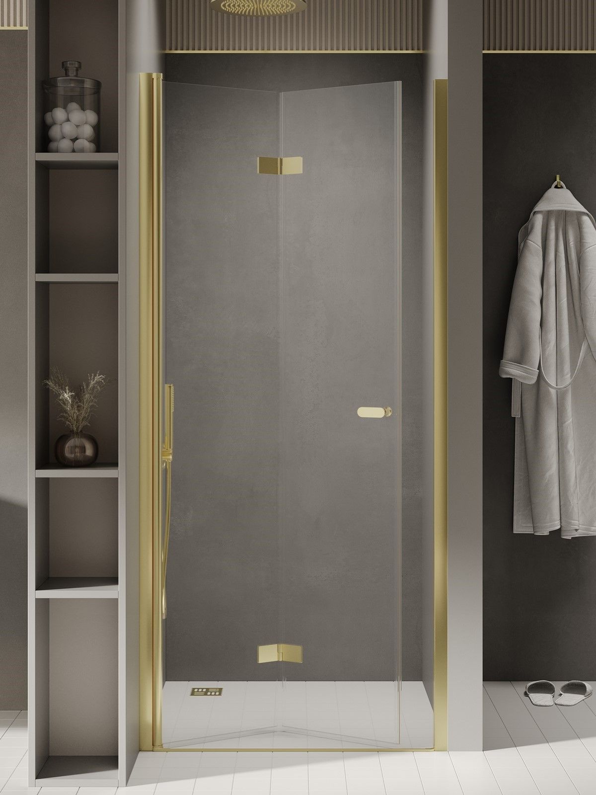 New Trendy New Soleo Light Gold sprchové dveře 70 cm skládací zlatá lesk/průhledné sklo D-0460A