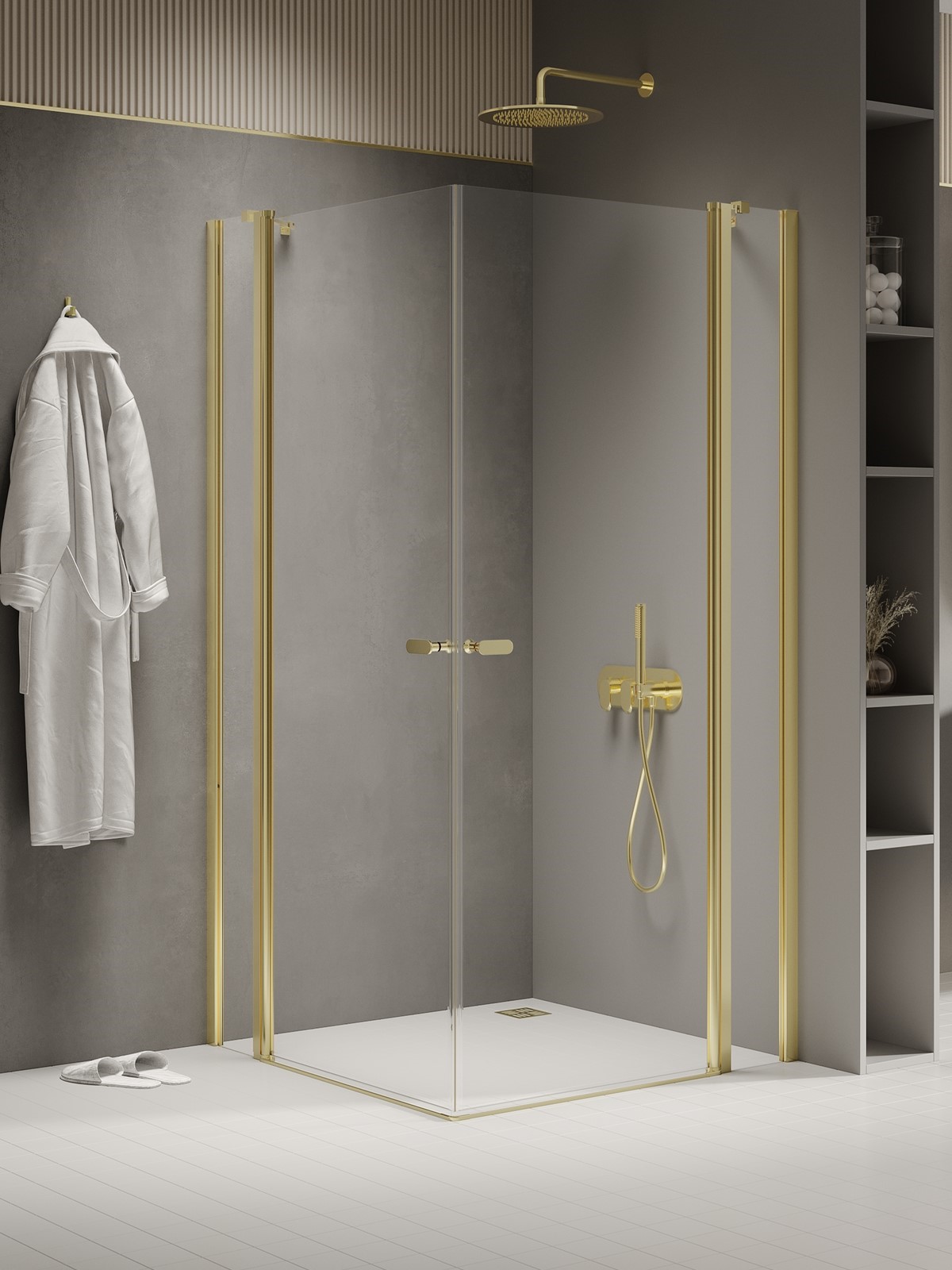 New Trendy New Soleo Light Gold sprchový kout 120x100 cm obdélníkový zlatá lesk/průhledné sklo K-1891