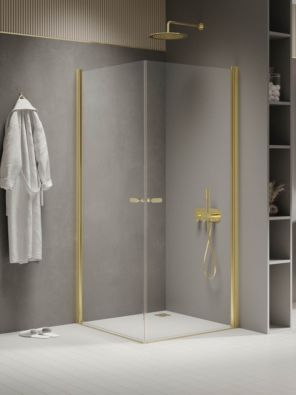 New Trendy New Soleo Light Gold sprchový kout 100x80 cm obdélníkový zlatá lesk/průhledné sklo K-1881