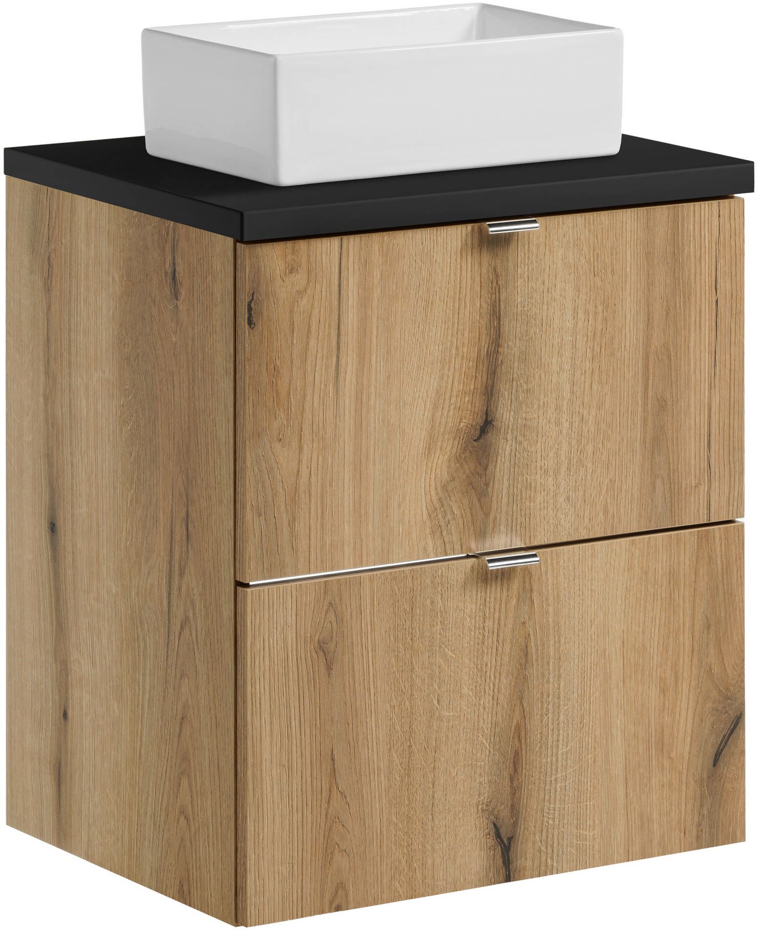 Sada skříňka Comad Nova Oak NOVA OAK A 82-50-2S, umyvadlo Comad Gaja UN-GAJA35-SW 78570A(35), NOVA BLACK B 89-50