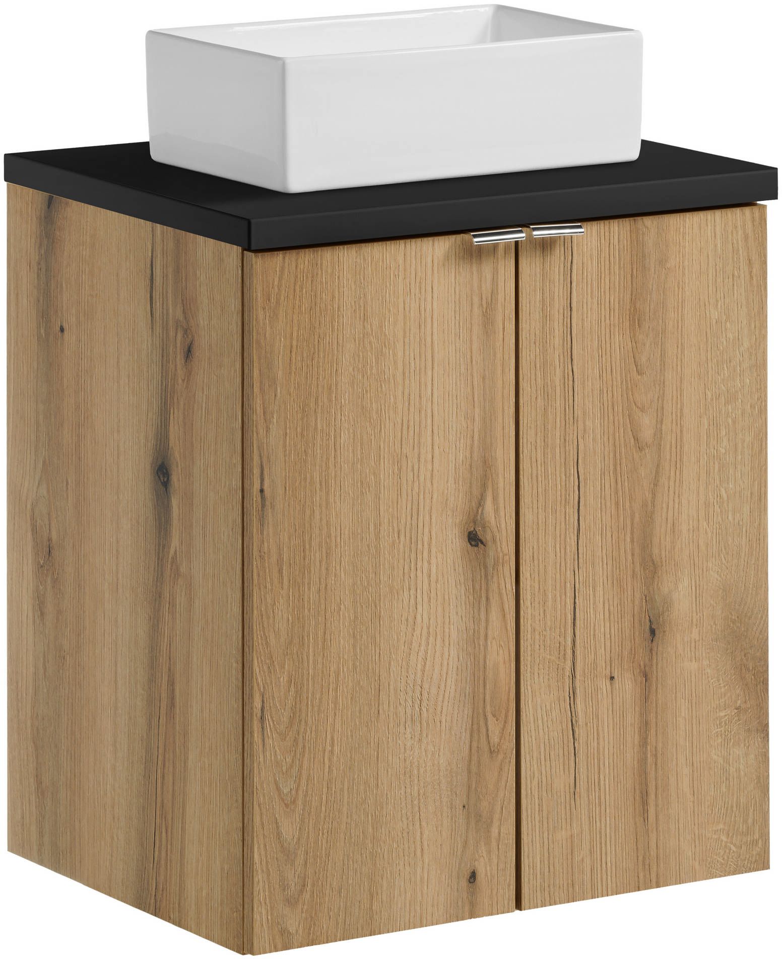 Sada skříňka Comad Nova Oak NOVA OAK A 82-50-2D, umyvadlo Comad Gaja UN-GAJA35-SW 78570A(35), NOVA BLACK B 89-50