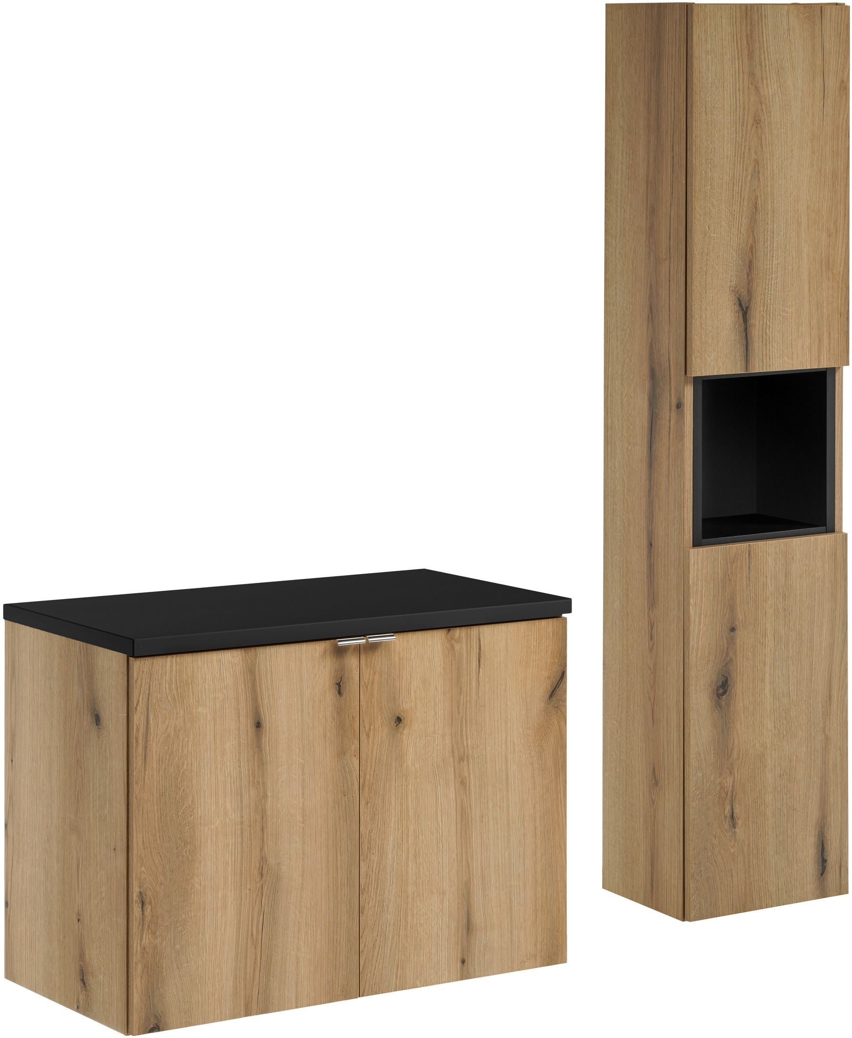 Sada skříňka Comad Nova Oak NOVA OAK A 82-80-2D, skříňka Comad Nova Oak NOVA OAK A 80-03-2D(W80-01A), NOVA BLACK B 89-80, NOVA BLACK A 83-27-Q(W83-04D)