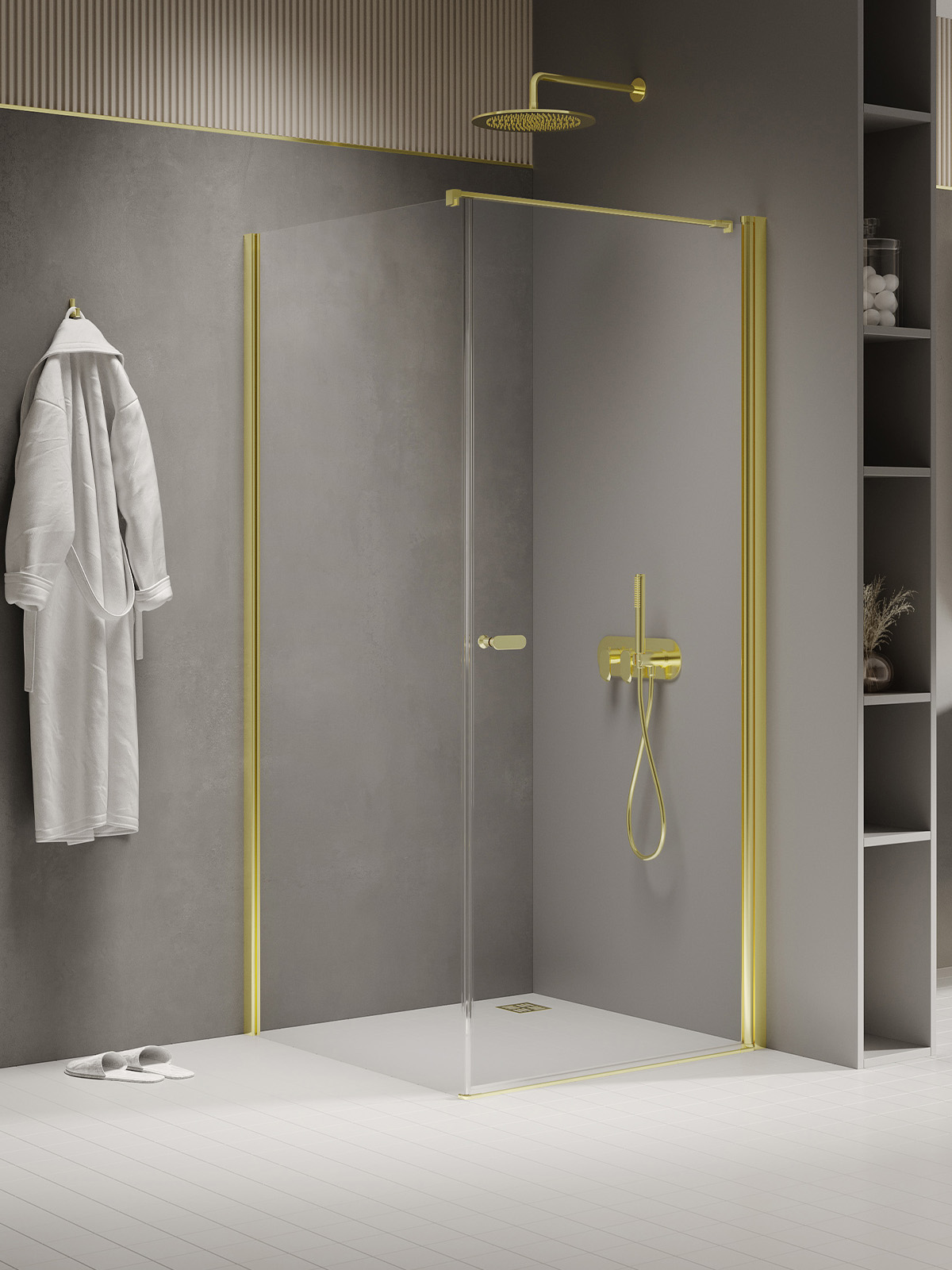 New Trendy New Soleo Light Gold sprchový kout 90x80 cm obdélníkový zlatá lesk/průhledné sklo K-1835-WP