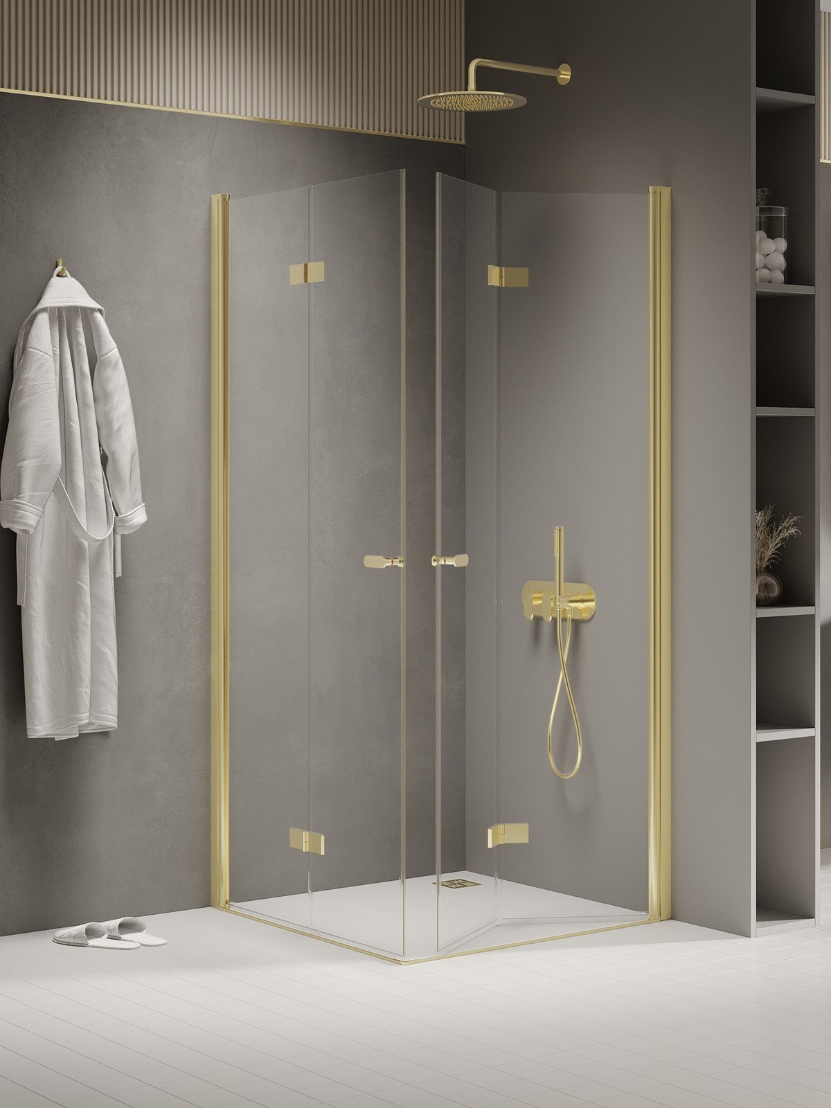 New Trendy New Soleo Light Gold sprchový kout 100x70 cm obdélníkový zlatá lesk/průhledné sklo K-1955