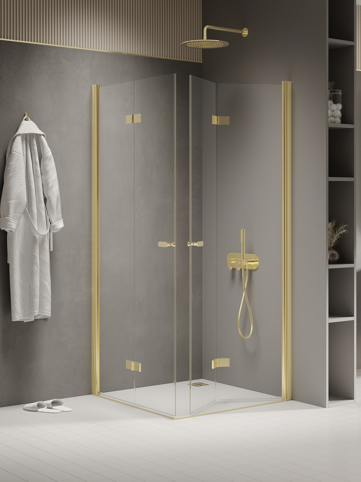 New Trendy New Soleo Light Gold sprchový kout 100x90 cm obdélníkový zlatá lesk/průhledné sklo K-1954