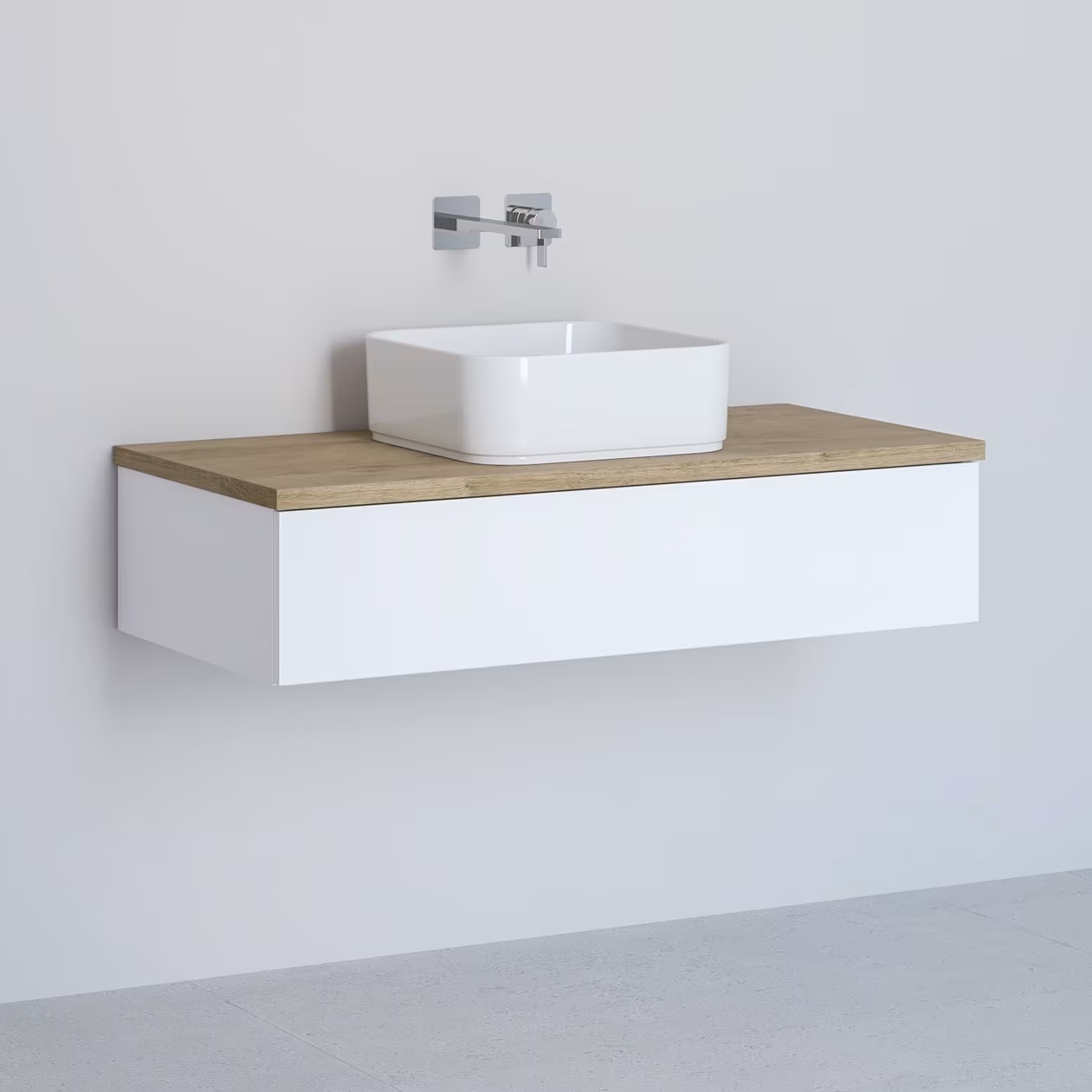 Kronenbach Cube skříňka s deskou 101x48.7x23.5 cm pod umyvadlo závěsná bílá-dub KBWTKOWTL1011WHGH