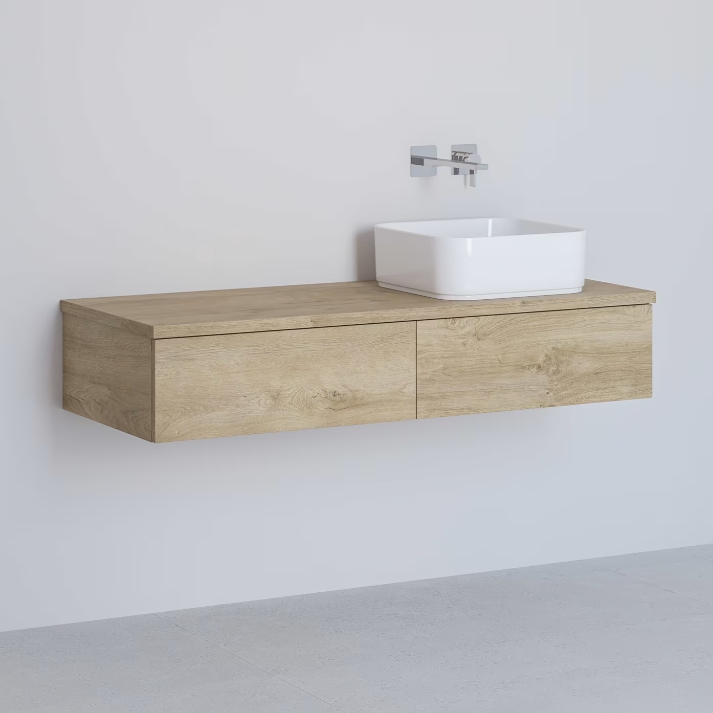 Kronenbach Cube skříňka s deskou 121x48.7x23.5 cm pod umyvadlo závěsná dub KBWTKOWTL1212GH