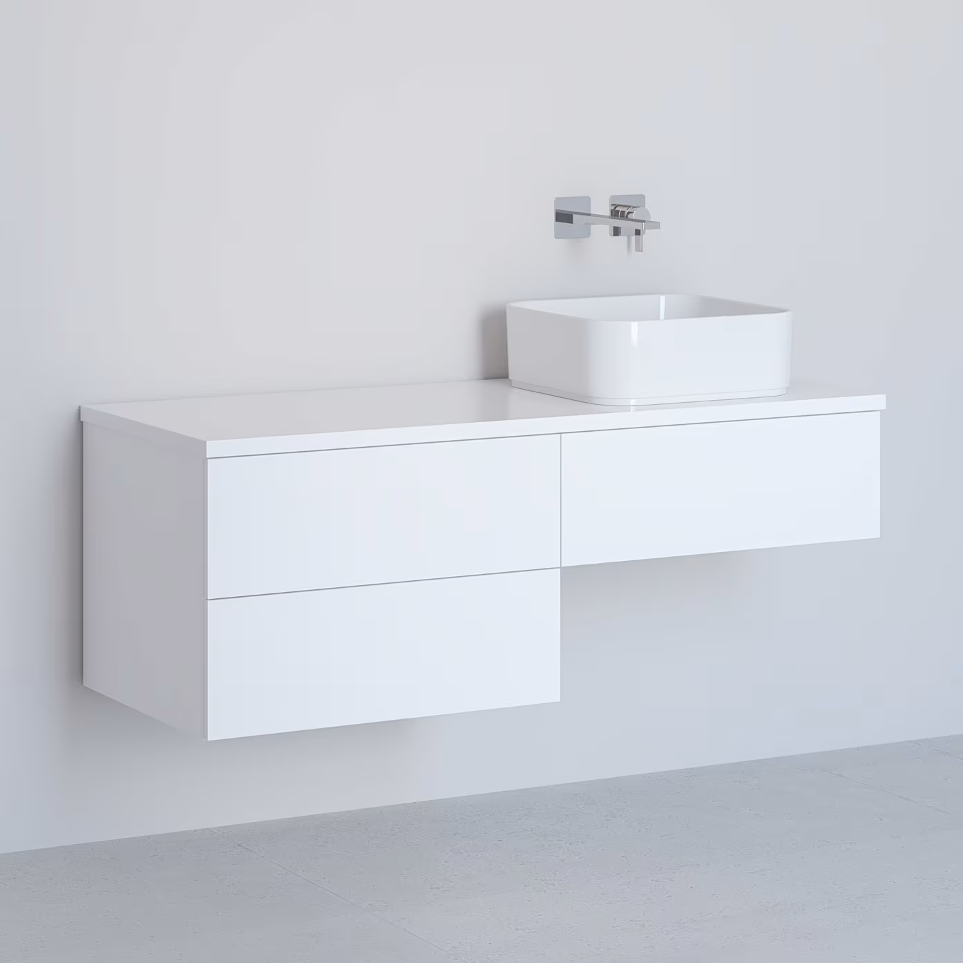 Kronenbach Cube skříňka s deskou 121x48.7x44.5 cm pod umyvadlo závěsná bílá KBWTKOWTL1213WH