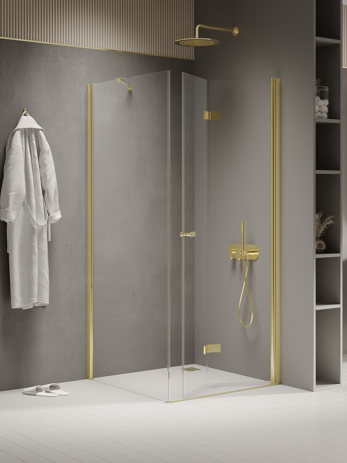 New Trendy New Soleo Light Gold sprchový kout 100x90 cm obdélníkový zlatá lesk/průhledné sklo K-1934