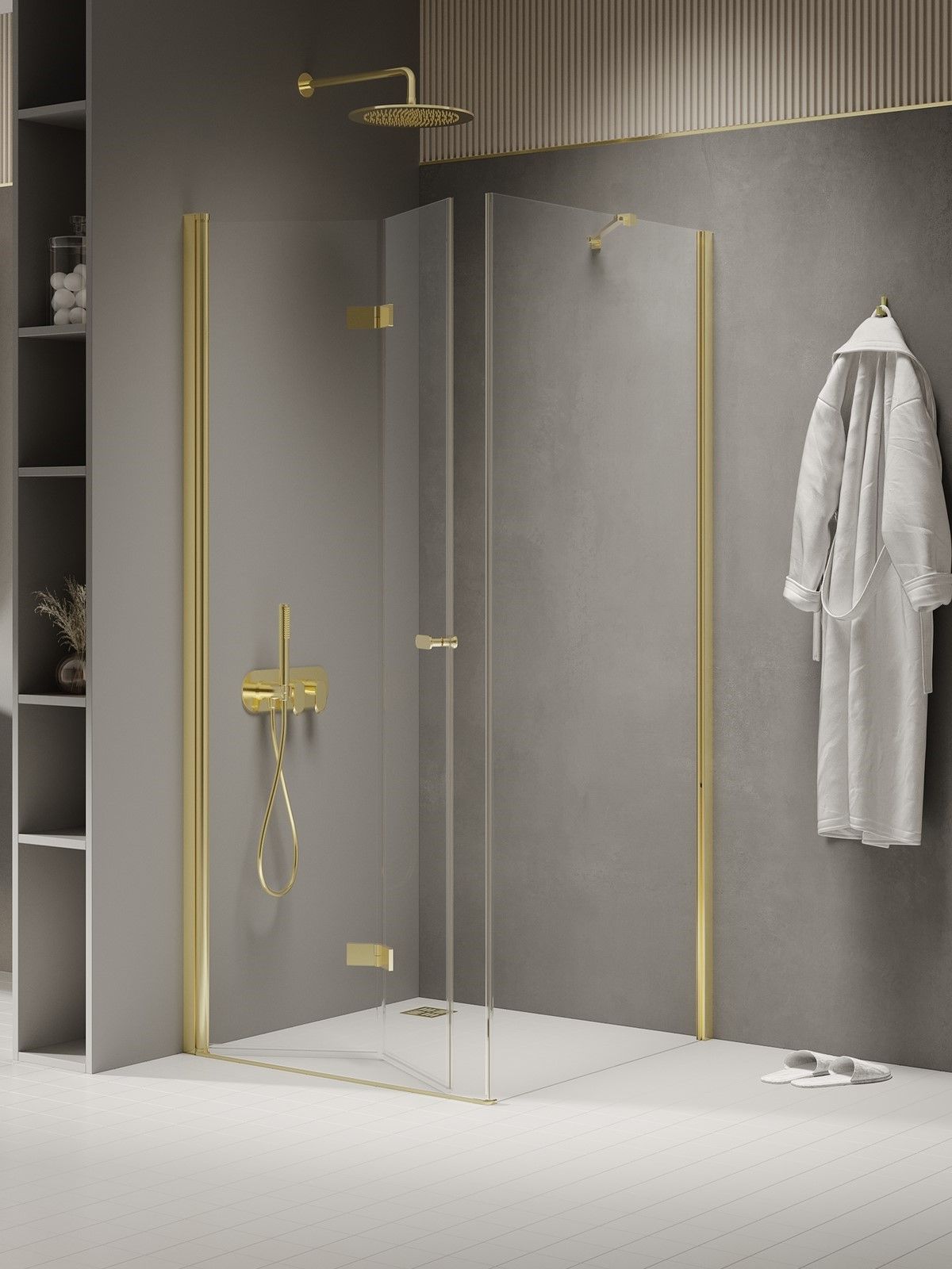 New Trendy New Soleo Light Gold sprchový kout 110x70 cm obdélníkový zlatá lesk/průhledné sklo K-1899