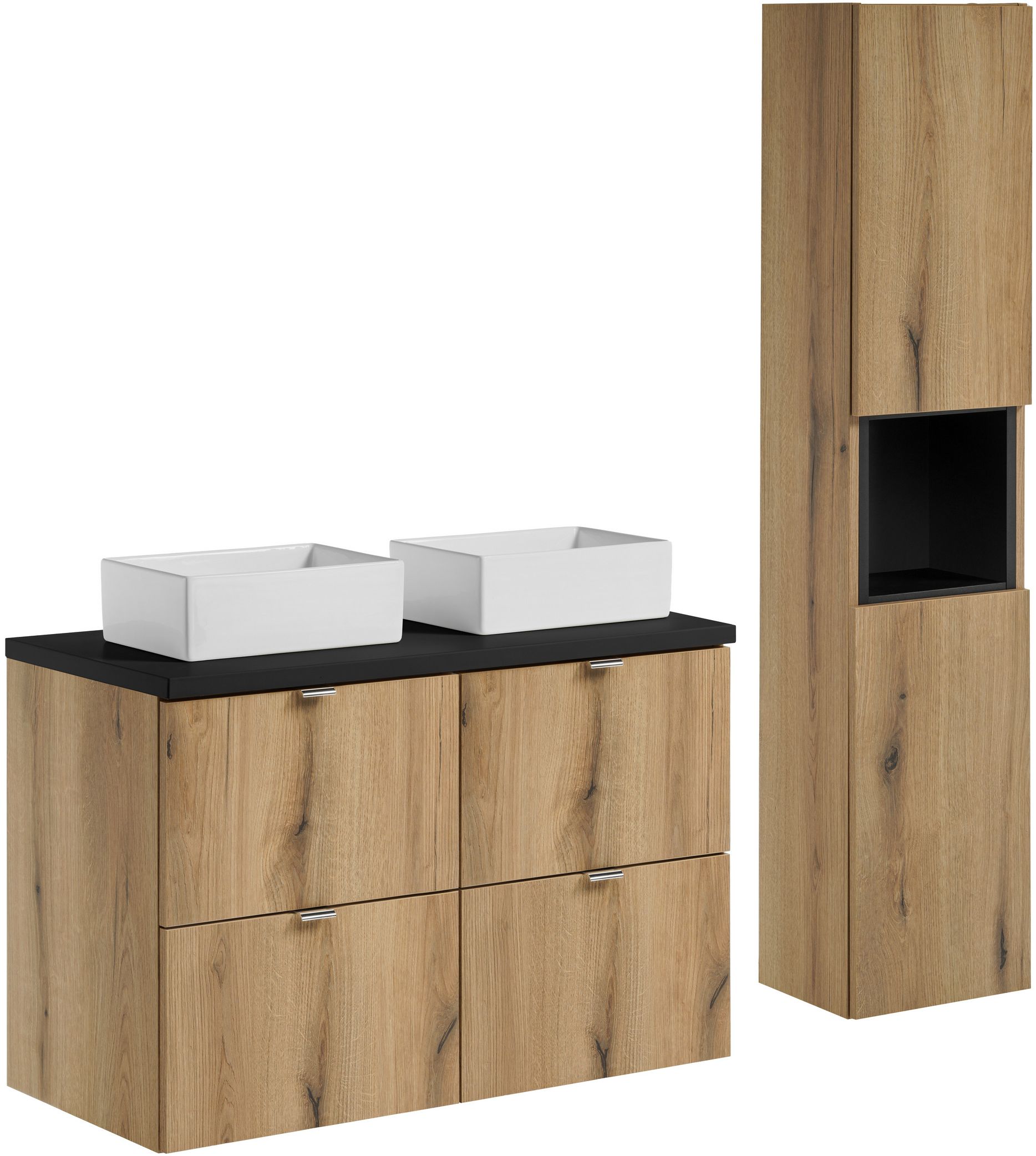 Sada skříňka Comad Nova Oak NOVA OAK A 82-50-2S, skříňka Comad Nova Oak NOVA OAK A 80-03-2D(W80-01A), NOVA BLACK B 89-100, UN-GAJA35-SW 78570A(35), NOVA BLACK A 83-27-Q(W83-04D)