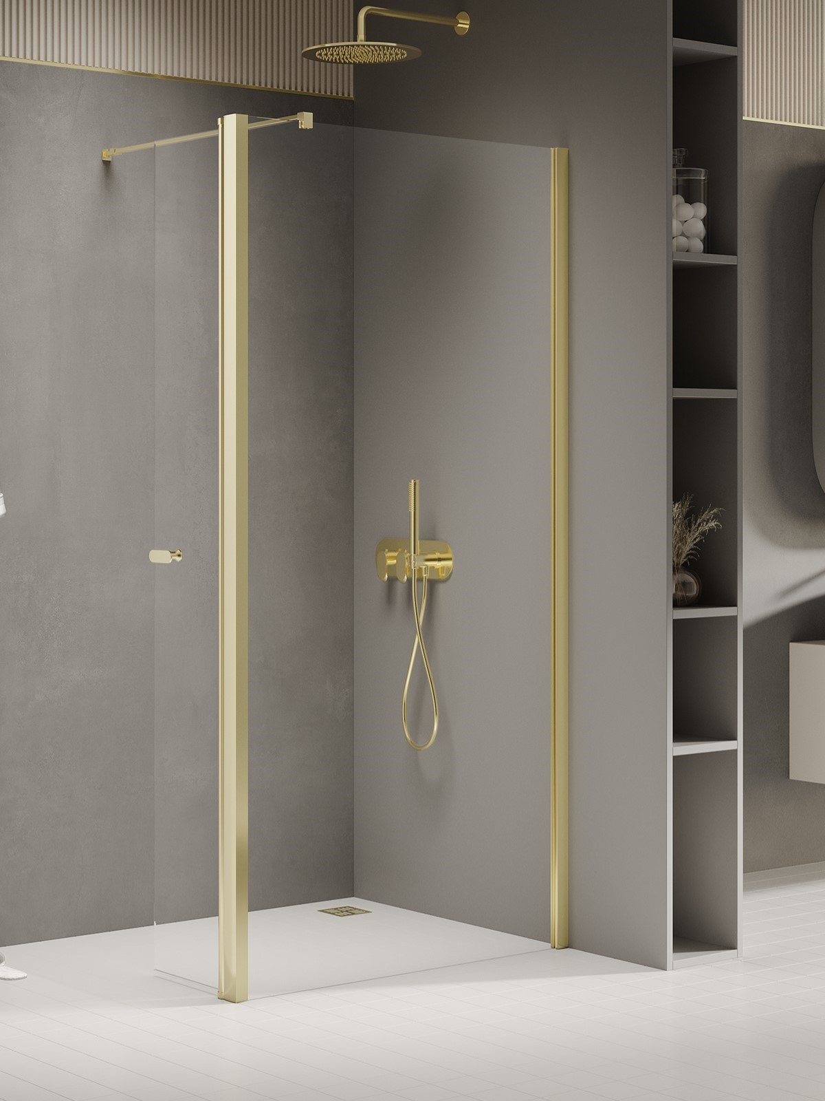 New Trendy New Soleo Light Gold sprchová zástěna walk-in 90 cm zlatá lesk/průhledné sklo K-1968