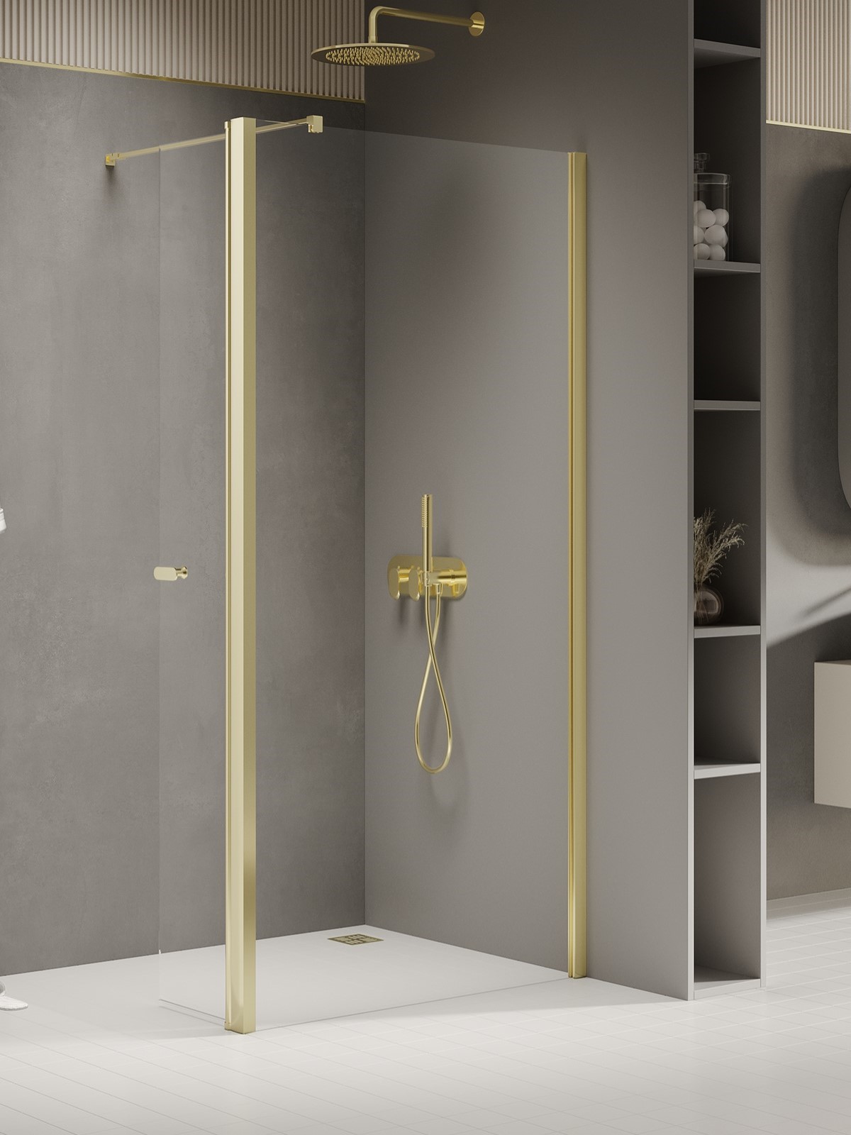New Trendy New Soleo Light Gold sprchová zástěna walk-in 80 cm zlatá lesk/průhledné sklo K-1966