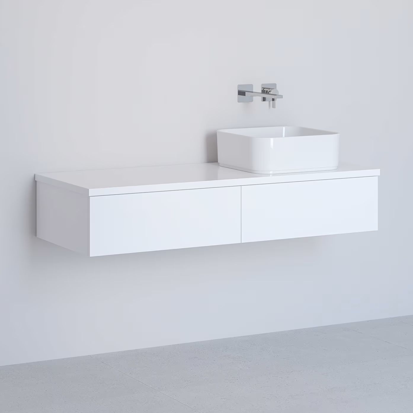 Kronenbach Cube skříňka s deskou 121x48.7x23.5 cm pod umyvadlo závěsná bílá KBWTKOWTL1212WH