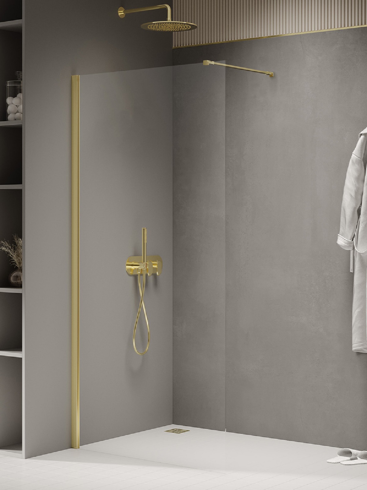 New Trendy New Soleo Light Gold sprchová zástěna walk-in 60 cm zlatá lesk/průhledné sklo K-2092-WP