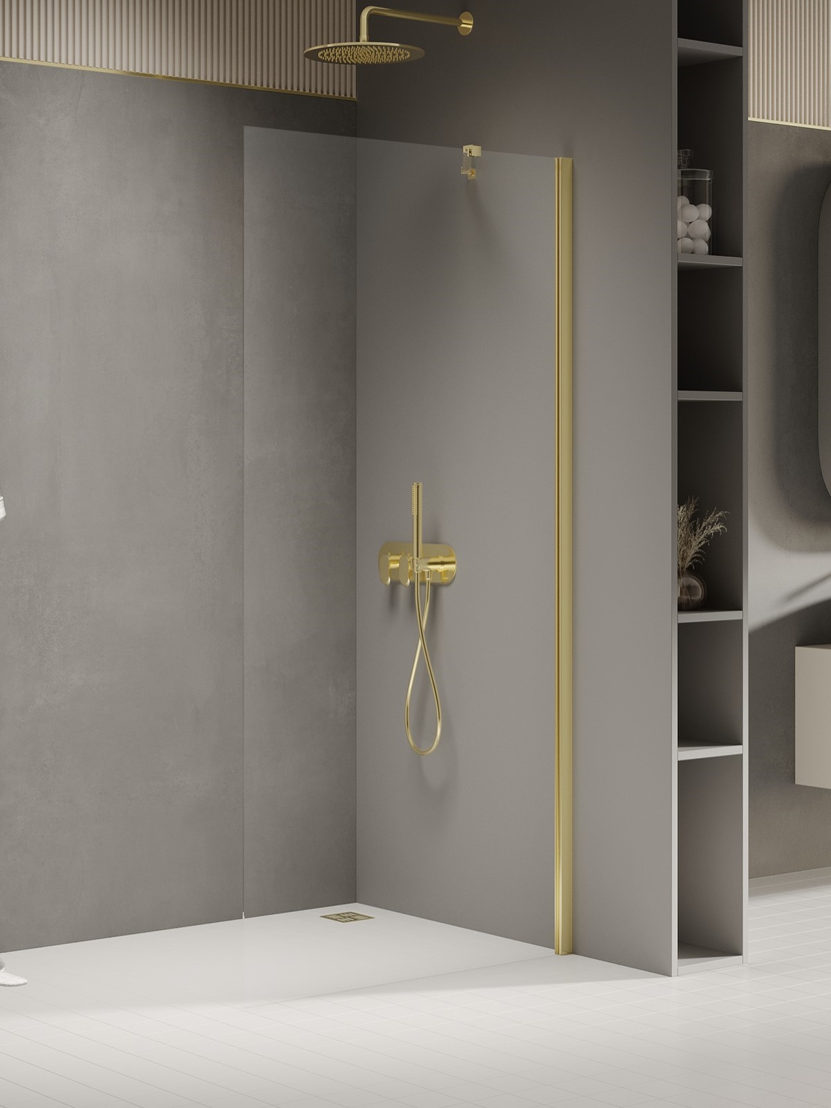New Trendy New Soleo Light Gold sprchová zástěna walk-in 90 cm zlatá lesk/průhledné sklo K-2095