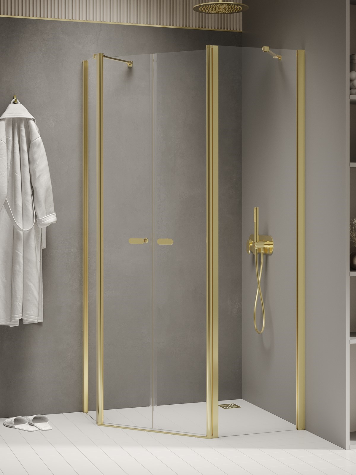 New Trendy New Soleo Light Gold sprchový kout 100x80 cm zlatá lesk/průhledné sklo K-1669