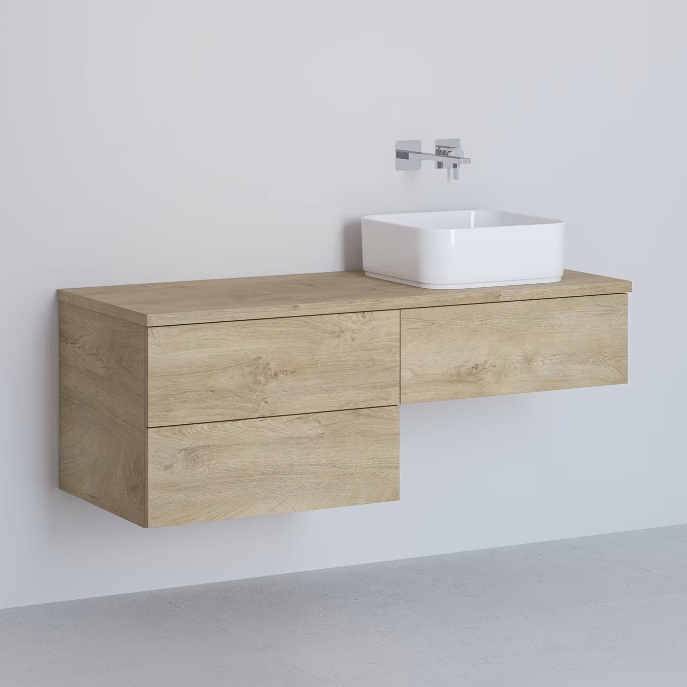 Kronenbach Cube skříňka s deskou 121x48.7x44.5 cm pod umyvadlo závěsná dub KBWTKOWTL1213GH