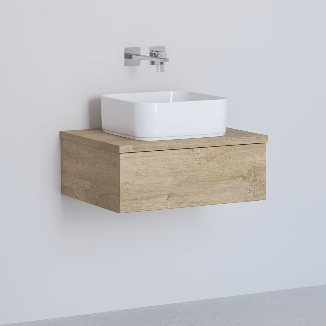 Kronenbach Cube skříňka s deskou 61x48.7x44.5 cm pod umyvadlo závěsná dub KBWTKOWTL611GH